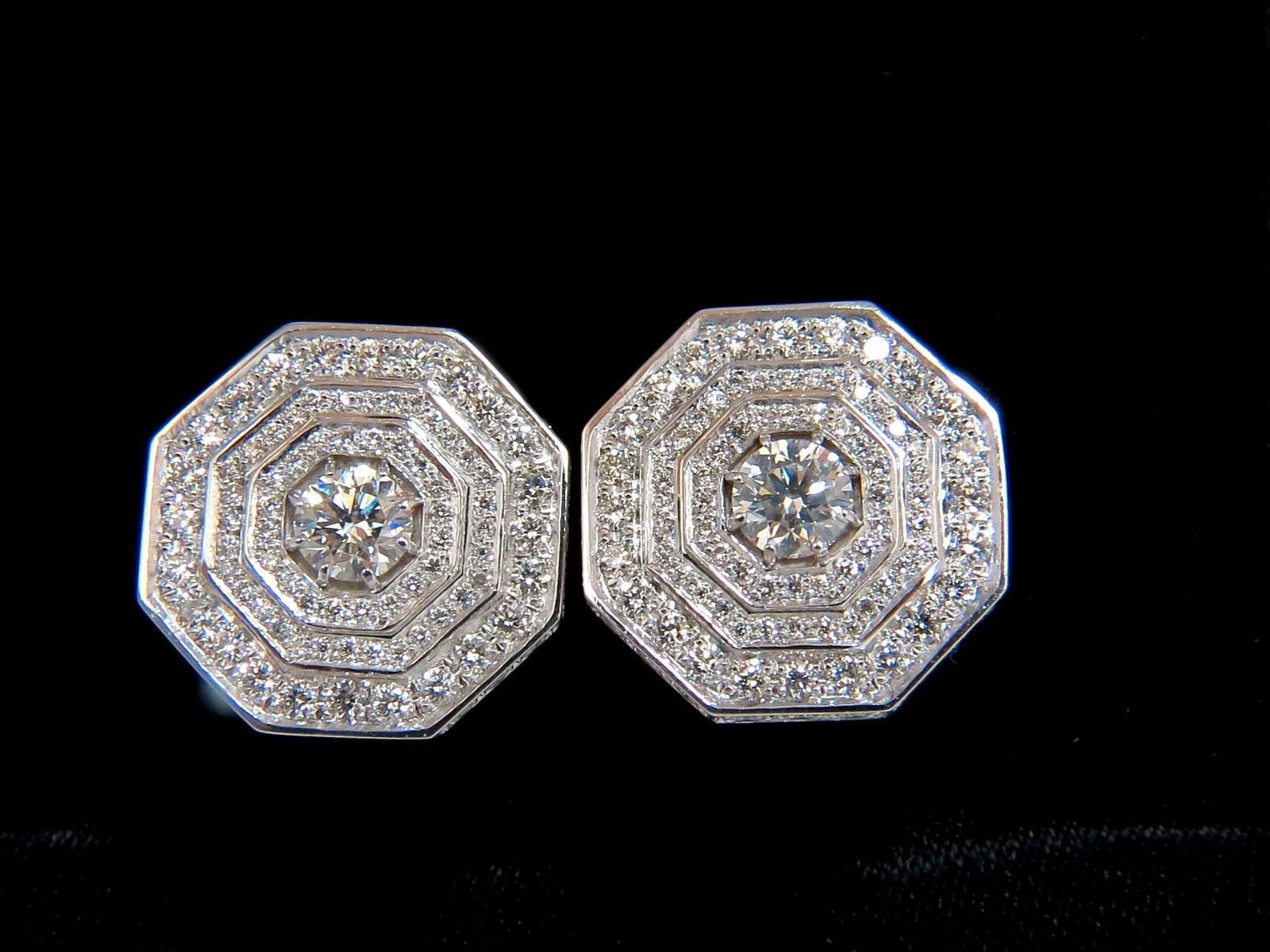 4.00CT Octagonal Step Cut Diamond Bead Set Clip-On Earrings in 18KT Gold - Perfect for Weddings, Parties & Special Occasions