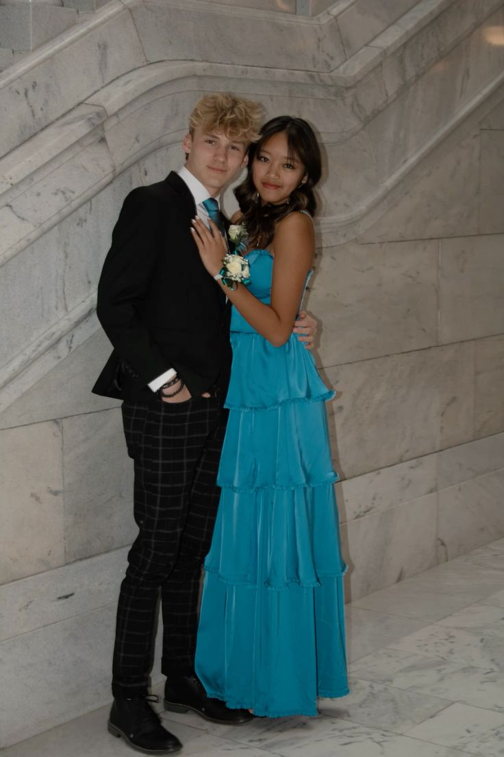 Elegant Blue A-Line Ruffle Long Prom Dress for Formal Parties & Special Occasions - Perfect for Homecoming, Dances & Evening Events - Style J5497