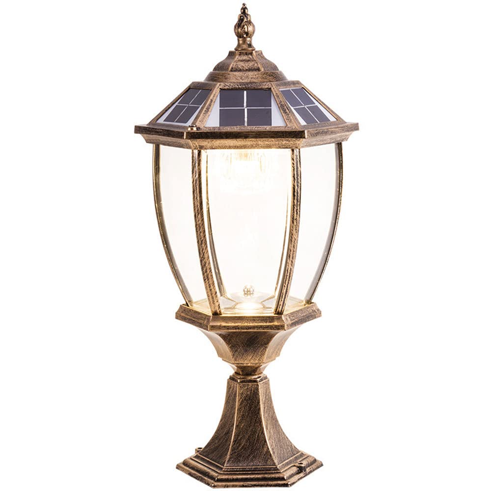 Solar Powered Outdoor Lamp Post Lights - Waterproof Bronze/Black Retro Exterior Pole Lantern for Front Door, Garden & Backyard (White/Warm Light Options) | Perfect for Pathway, Driveway & Landscape Lighting