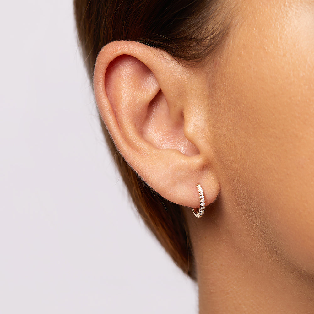 10k Gold Diamond Huggie Earrings for Women - Elegant Everyday Hoop Earrings for Work, Party & Special Occasions