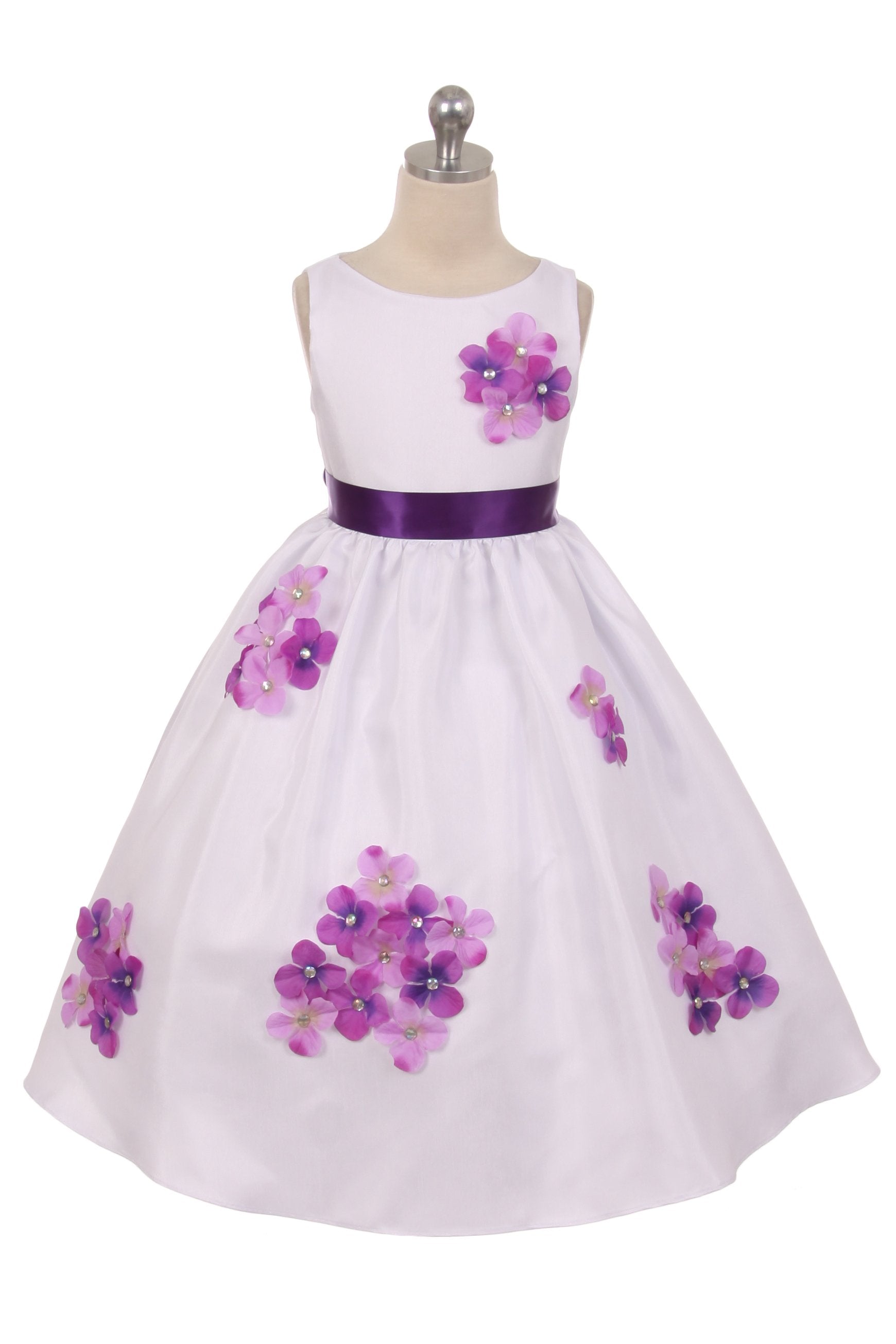 Elegant Shantung Girls Dress with Floral Petal Decor - Perfect for Birthday Parties, Weddings & Special Occasions