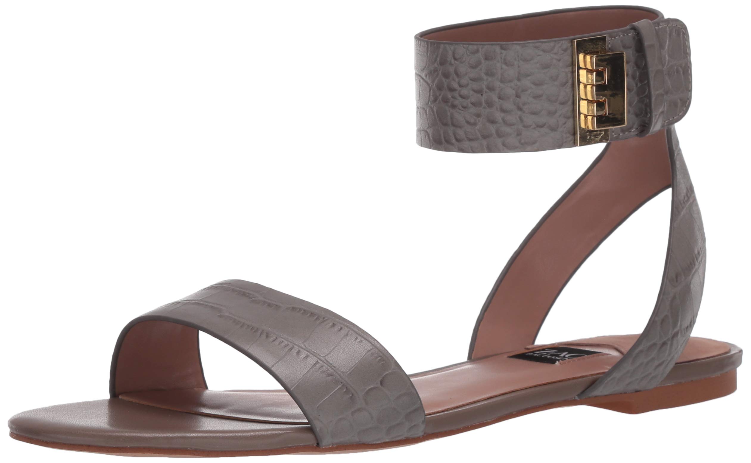 Zac Posen Women's Comfortable Flat Sandals with Adjustable Velcro Ankle Strap - Slip On Mule Shoes for Casual Wear, Beach & Summer Outfits