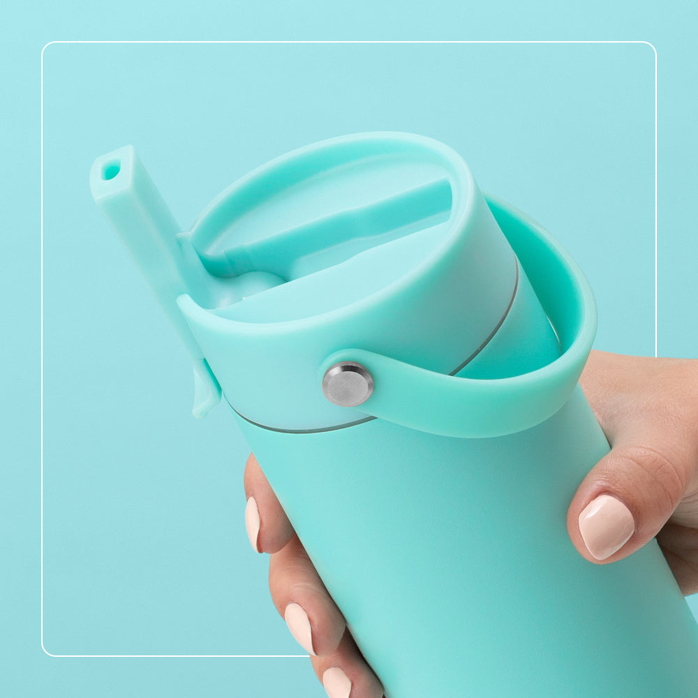Aqua Flip + Sip Slim Tumbler 12oz - Insulated Stainless Steel Water Bottle with Leak-Proof Lid | Perfect for Gym, Office & Outdoor Activities