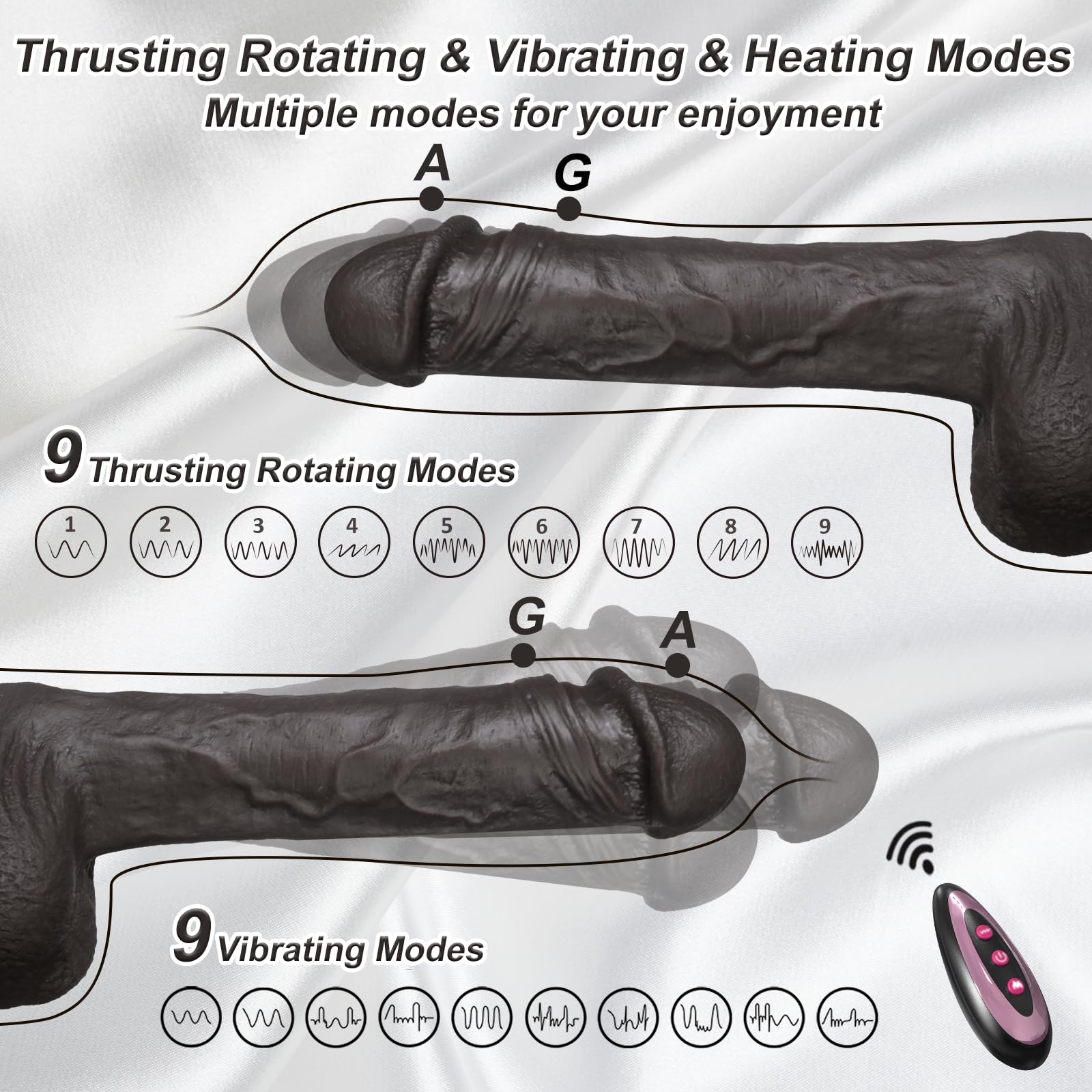 Realistic Silicone Thrusting Dildo Vibrator - 10 Vibration Modes & Heating G-Spot Stimulator with Suction Cup Base & Remote Control | Adult Sex Toy for Women & Couples | Perfect for Solo Play, Partnered Fun, and BDSM Exploration