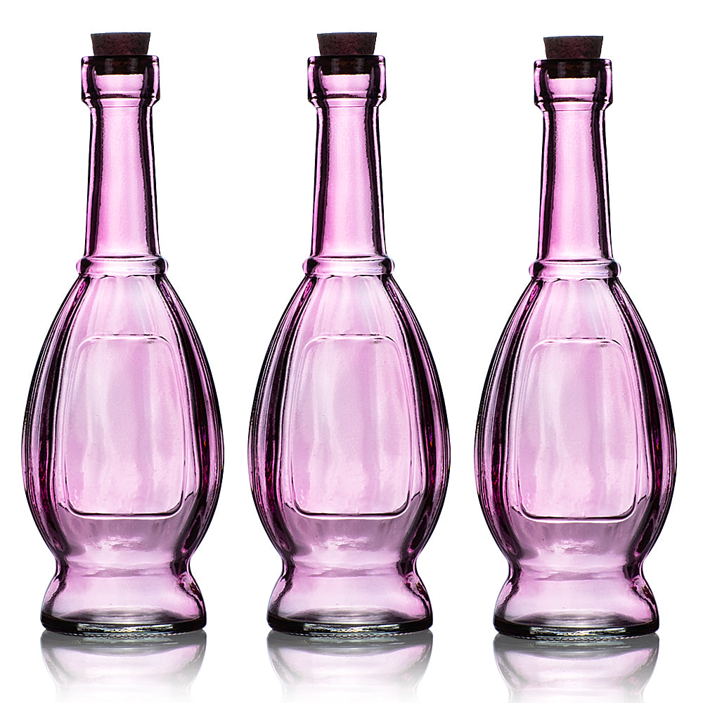 3 Pack Vintage Glass Bottles with Cork - 6.5
