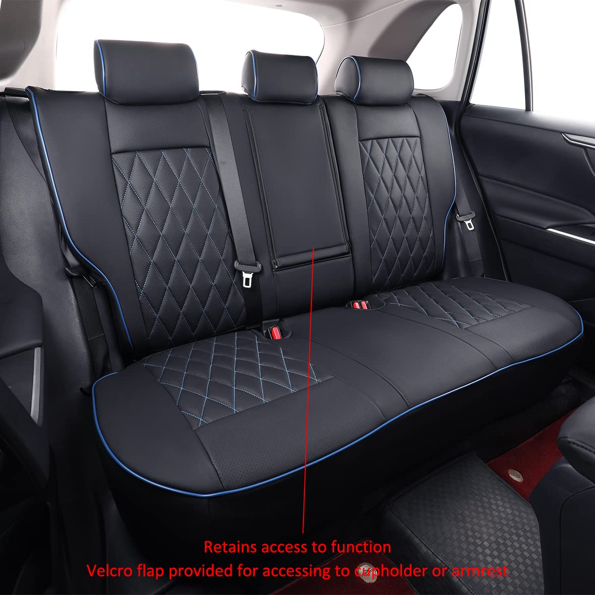 Premium Leather Car Seat Covers for Toyota Corolla 2020-2025 Models (SE, Nightshade, SE Apex, XSE, FX) - Custom Fit Full Set with Blue Trim - Perfect for Commuting, Road Trips & Car Protection
