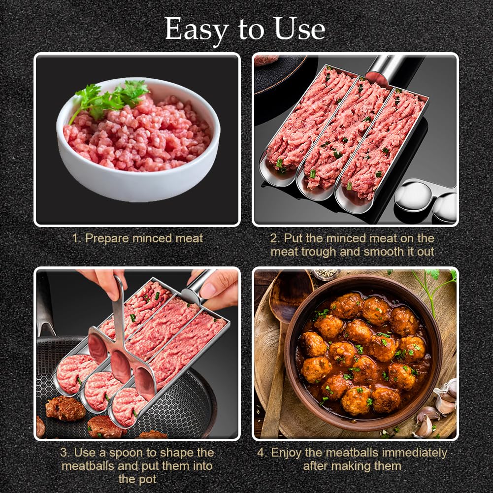 Premium Stainless Steel Meatball Maker & Scoop Tool - 2024 Upgrade for Perfect Homemade Meatballs - Durable Kitchen Gadget for Meatballs, Biscuits & Dough - Ideal for Home Cooking, Meal Prep & Party Food Preparation