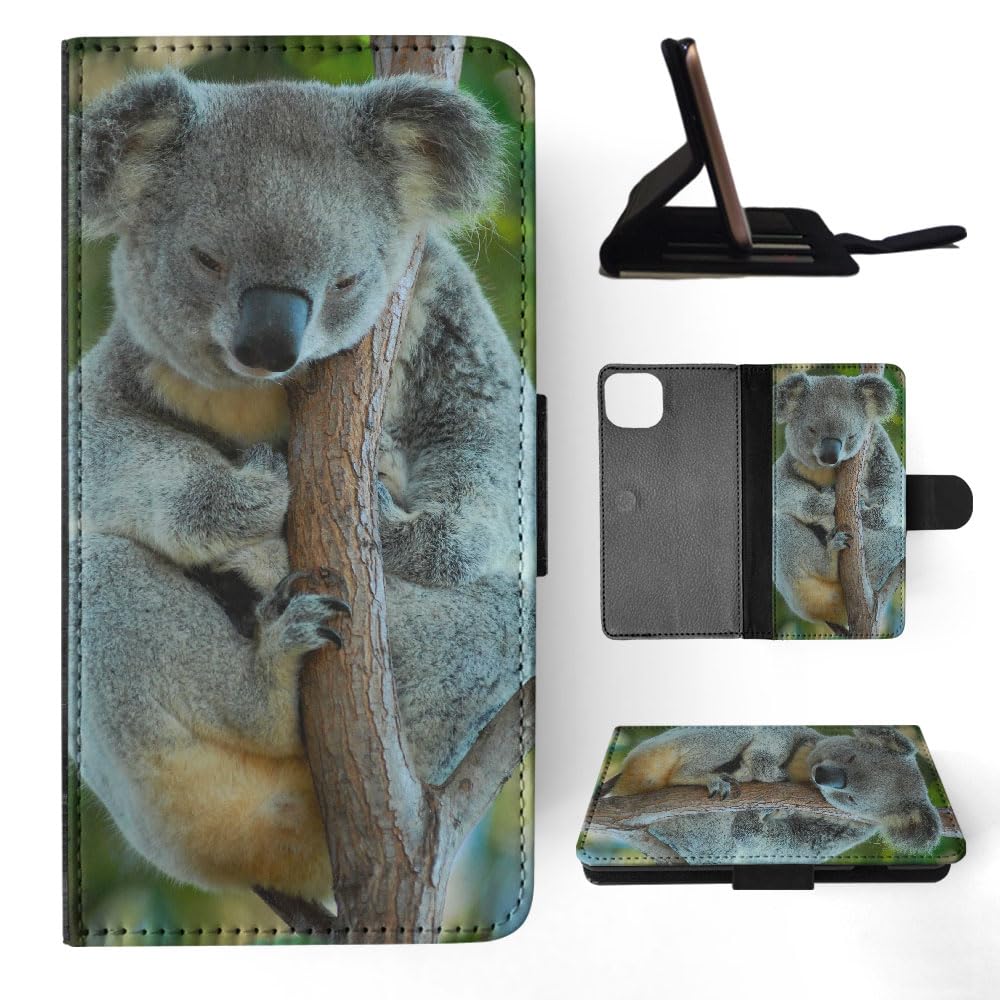 Koala Marsupial 9 FLIP Wallet Phone Case for Apple iPhone 15 Plus - Slim Protective Cover with Card Holder & Stand - Perfect for Everyday Use, Travel & Business (Black)