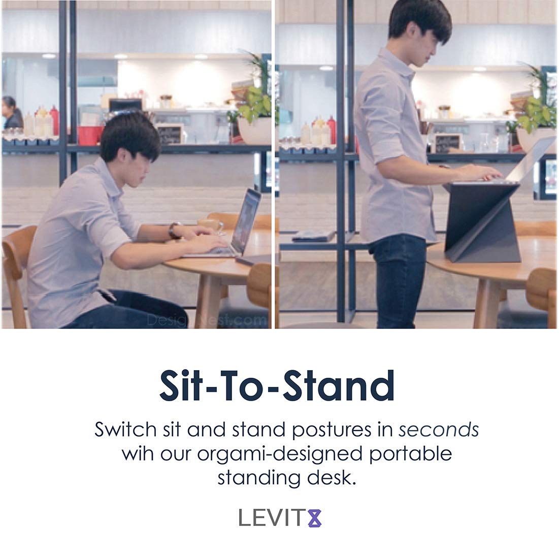 Levit8 - Foldable Portable Standing Desk for Home & Office, Small Size in Periwinkle Blue - Perfect for Remote Work, Small Spaces & Travel