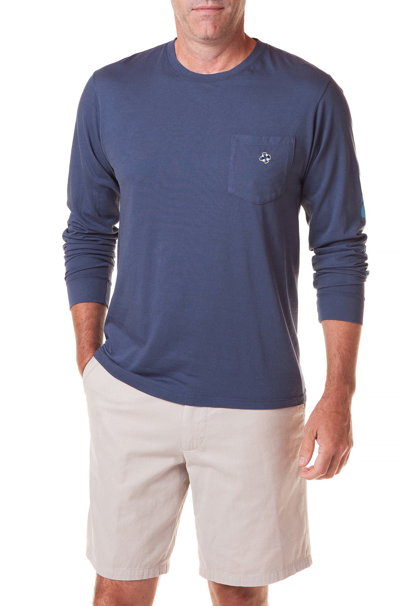 Castaway Navy Long Sleeve Beach T-Shirt for Men - Perfect for Surfing, Fishing & Coastal Adventures