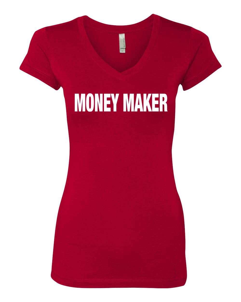 Wild Bobby Money Maker Dollar Cents Work Life Support Humor Women's Junior Fit V-Neck T-Shirt - Funny Office & Casual Wear Tee for Women