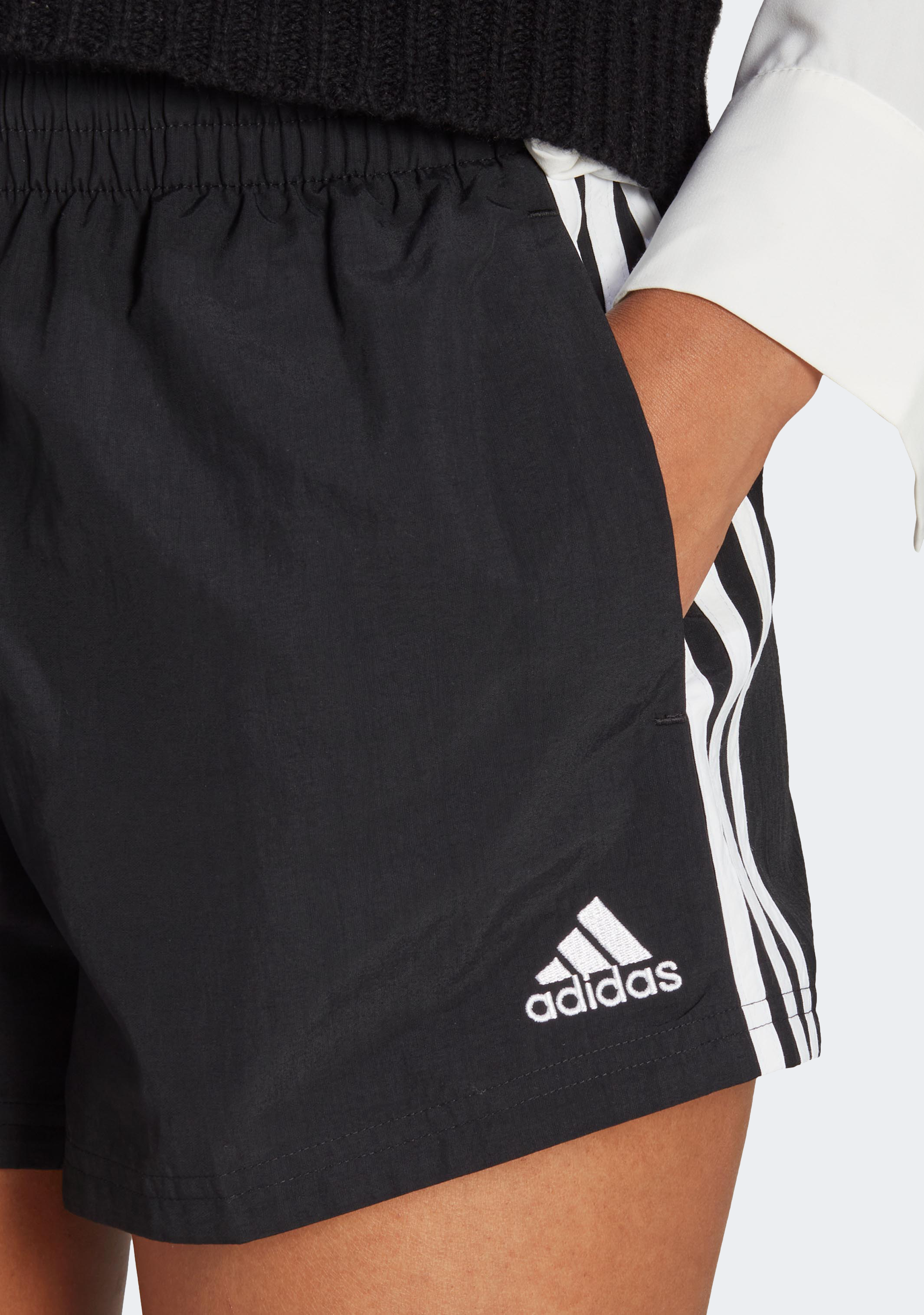 Adidas Women's Essentials 3-Stripes Woven Athletic Shorts - Lightweight Comfort for Running, Yoga & Casual Wear