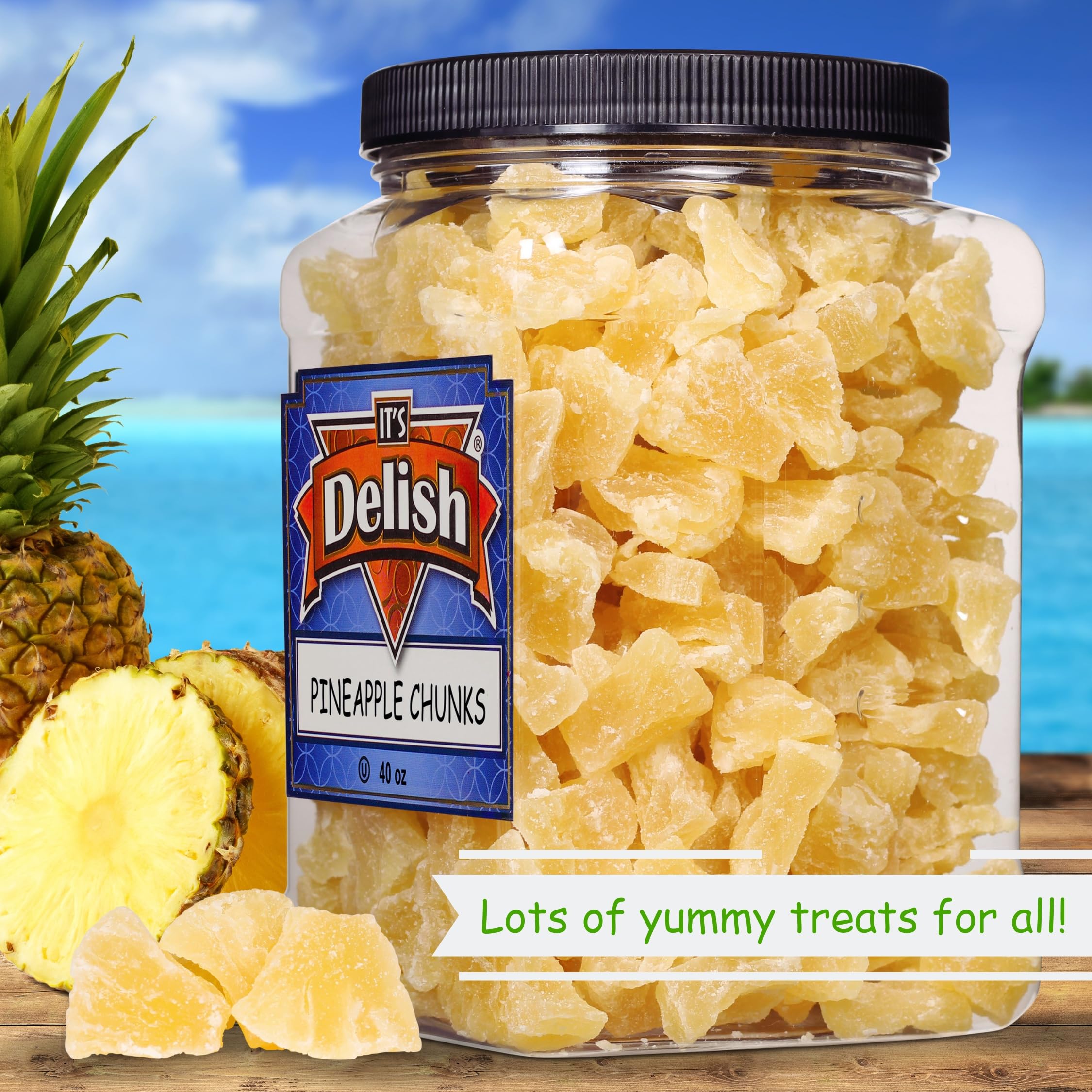 Sweet Dried Pineapple Chunks - 2.5lbs, Vegan Snacks for Hiking & Office