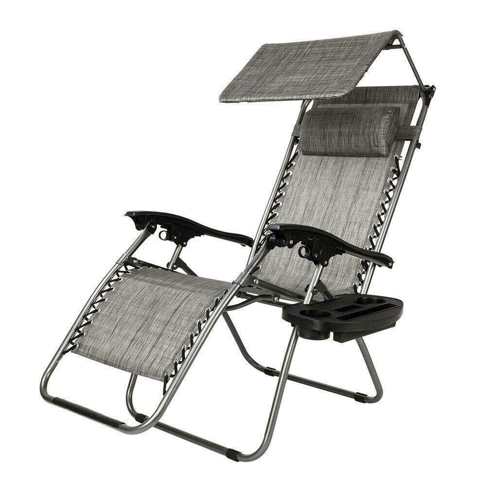 Zero Gravity Folding Patio Lounge Chair with Adjustable Sunshade & Cup Holder - Perfect for Beach, Poolside Relaxation & Backyard Lounging
