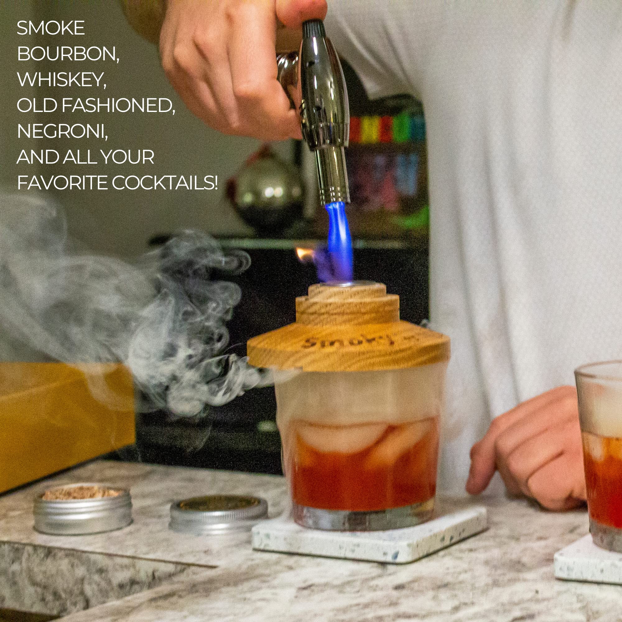 NOBLESIP Old Fashioned Smoker Kit – Premium Whiskey, Bourbon & Scotch Smoking Set with Torch, Wood Chips & Cocktail Recipes – Perfect for Home Bars, Cocktail Parties & Gift Giving