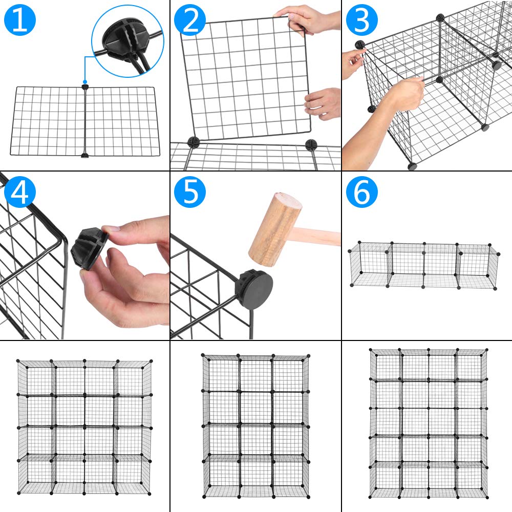 Ochine 6-Cube Wire Storage Organizer - Modular Metal Shelf for Closet, Living Room, Bedroom & Office - DIY Bookshelf, Bookcase & Cabinet Organizer with Multi-Grid Design - Perfect for Home Organization & Space Saving