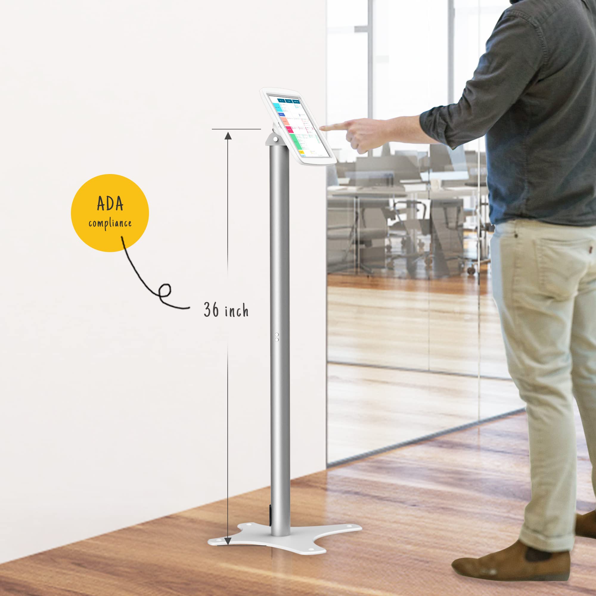 Adjustable Tablet Kiosk Floor Stand - Compatible with 10.2