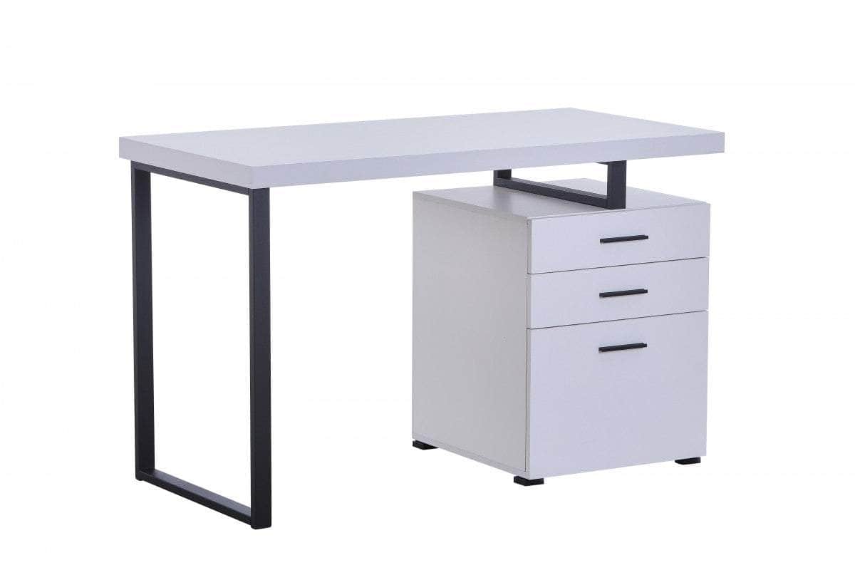 Verona Desk with 3 Storage Drawers - Available in White & Oak | Modern Home Office Desk with Ample Storage for Small Spaces