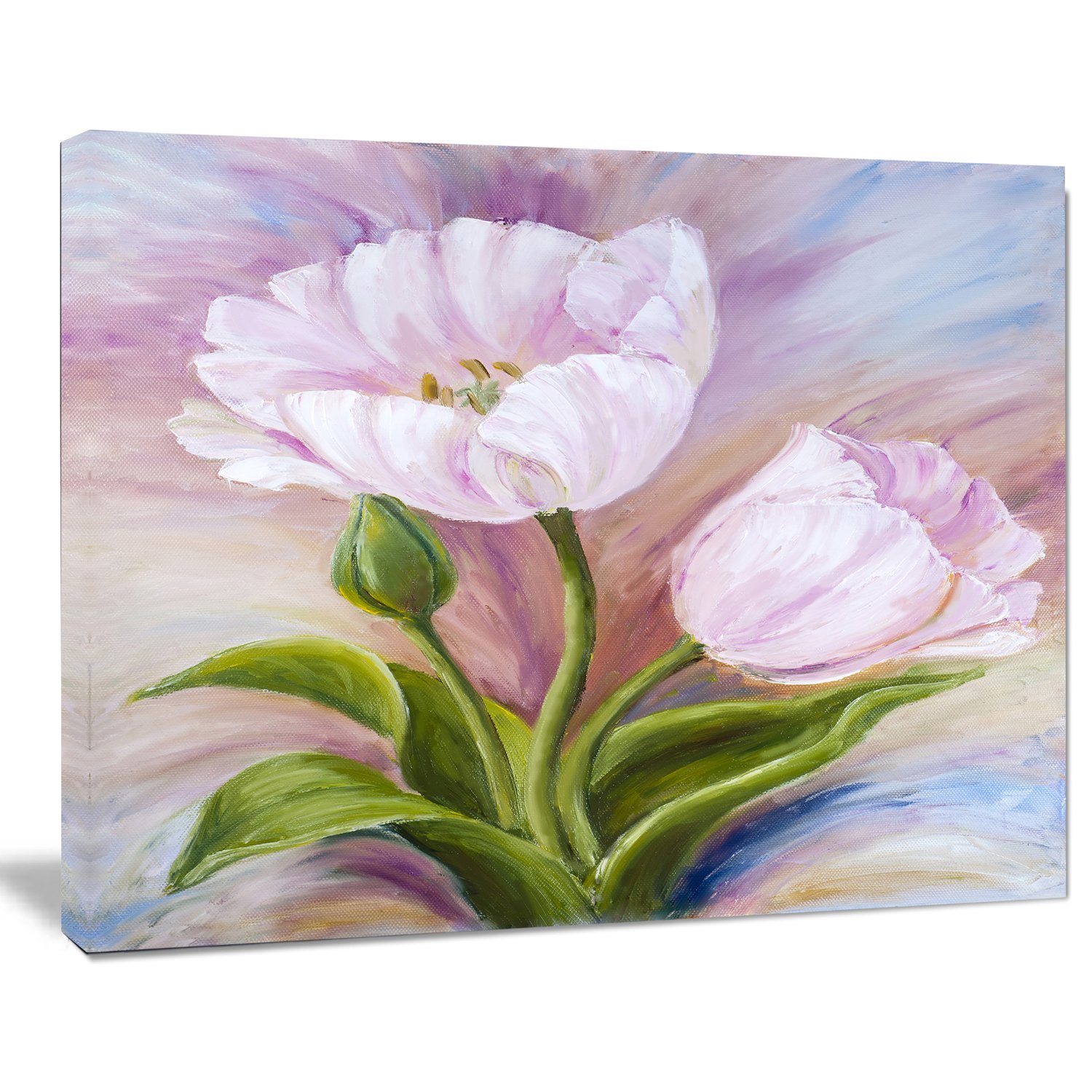 White Tulips Floral Art Canvas Print - Elegant Wall Decor for Living Room, Bedroom & Office - Perfect Home & Gift Idea