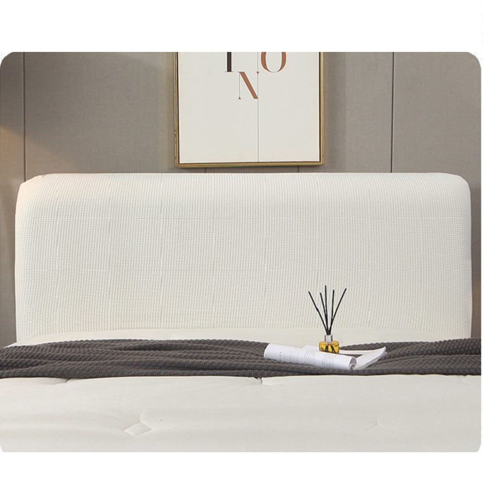 **Jacquard Stretch Bed Headboard Cover - Cal King, Twin, Full, Queen Size - Dustproof Headboard Slipcover for Bedroom Décor (Navy Blue, Queen: 150cm/59in) - Perfect for Home, Hotel, and Dorm Room Upgrades**