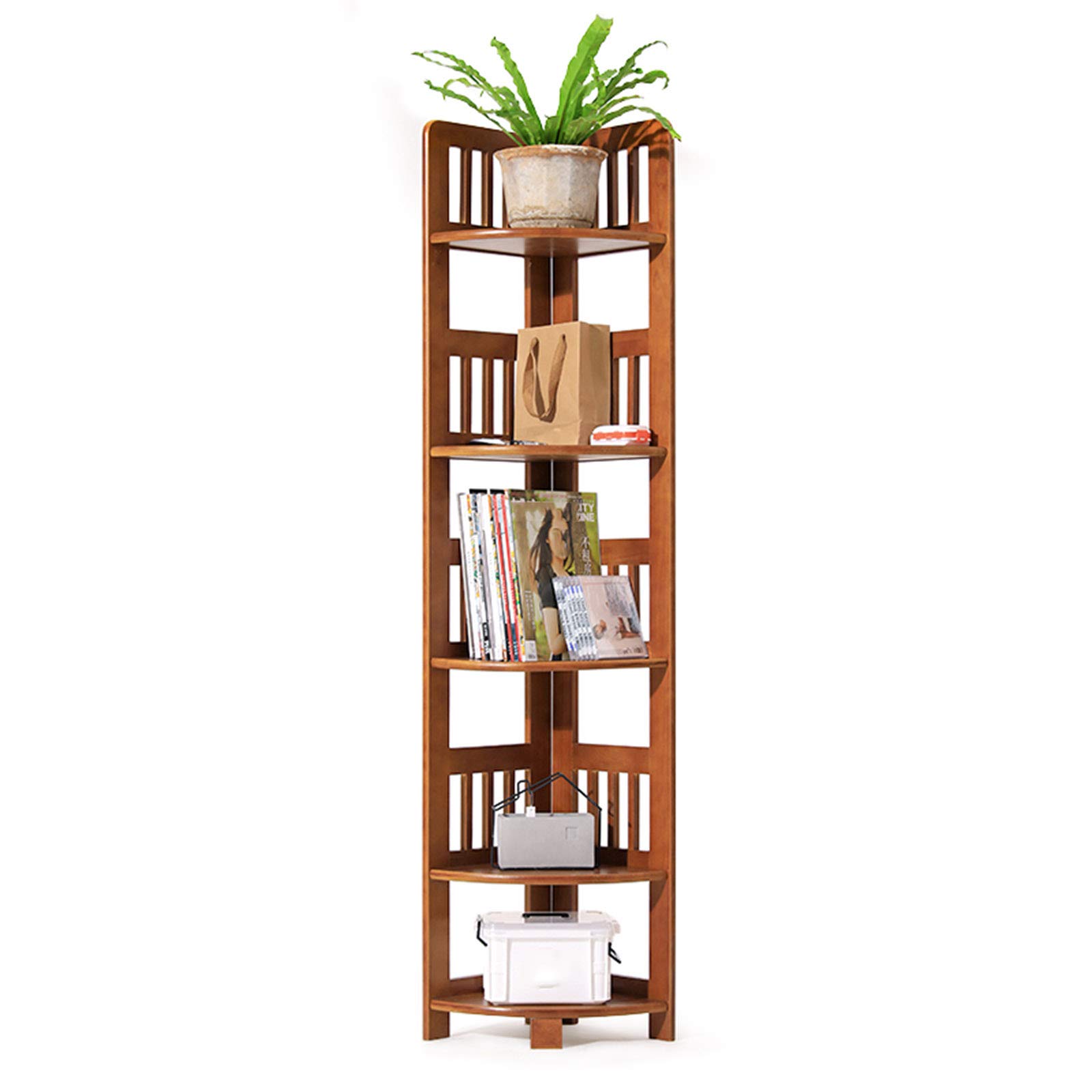 Pine Corner Storage Shelf - 3/4/5 Tier Triangle Bookshelf & Plant Stand for Home Office | Space-Saving Organizer for Living Room, Bedroom, Bathroom & Kitchen