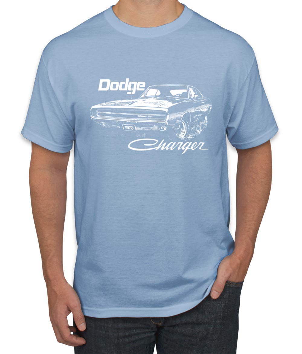 Vintage 1970 Dodge Charger Racing Graphic T-Shirt for Men - Retro White Muscle Car Tee - Perfect for Car Enthusiasts & Casual Wear