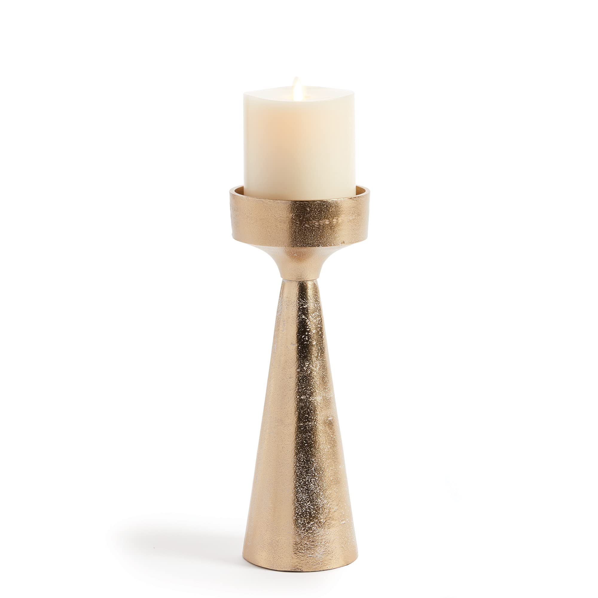 Napa Home & Garden Florence Small White Ash Gold Candle Stand - Elegant Decorative Holder for Living Room, Bedroom, Wedding & Party Decor
