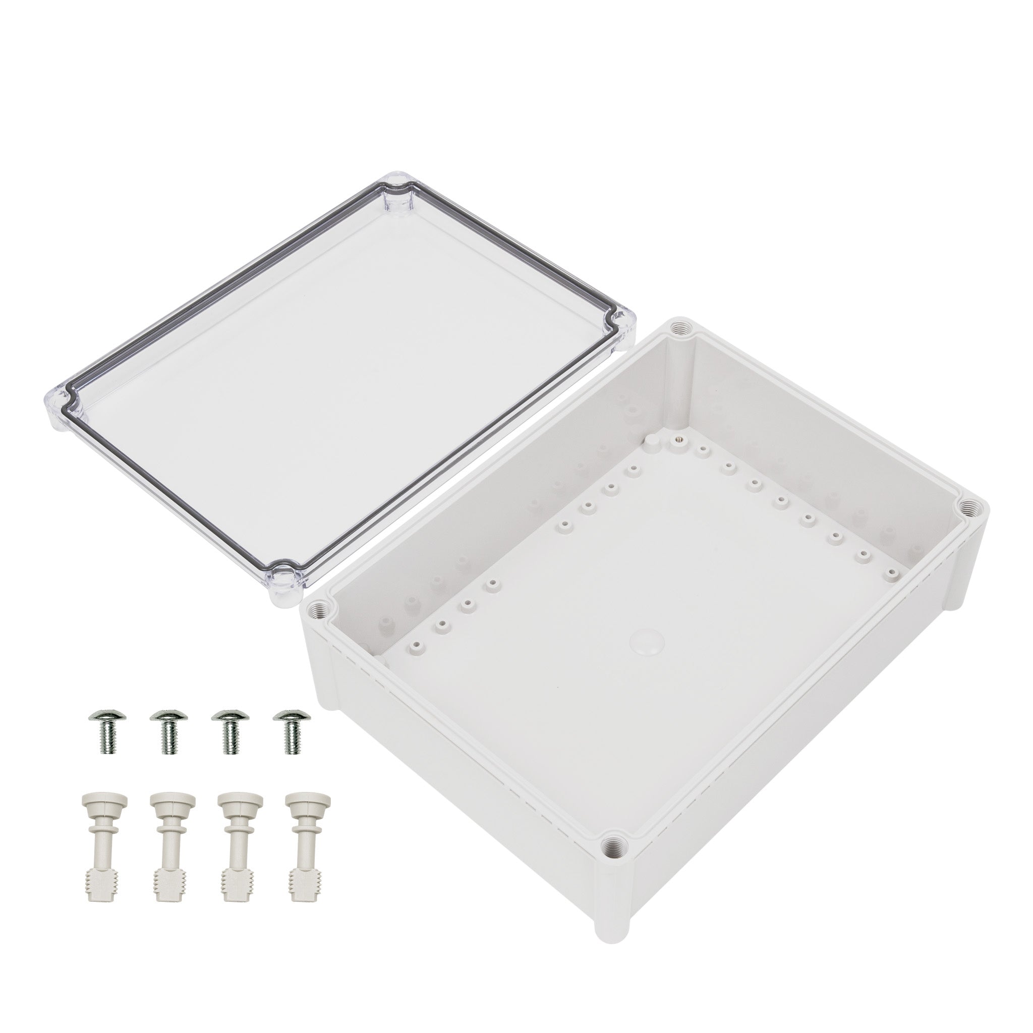 Boxco S Series 11.02 x 14.96 x 5.12 Inches (280x380x130mm) Waterproof Plastic Enclosure - IP67 Rated, IK08 Impact Resistant, ABS Material with Transparent Cover & Screw Type Design - Ideal for Outdoor Electronics, Industrial Equipment & DIY Projects