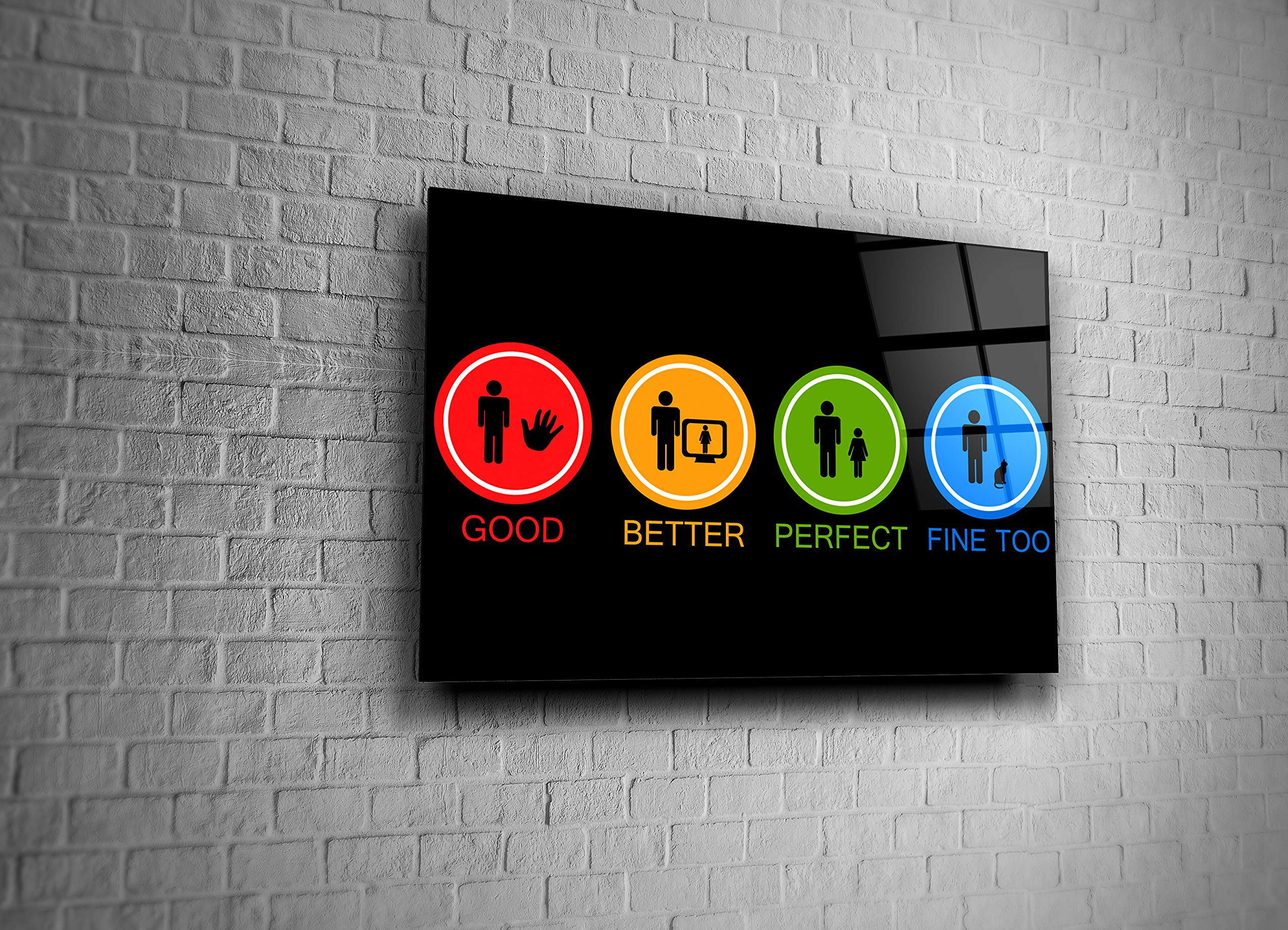 Funny Poster Print Tempered Glass Wall Art - Unique Luxury Home Decor Gift for Living Room, Office & Gag Gifts