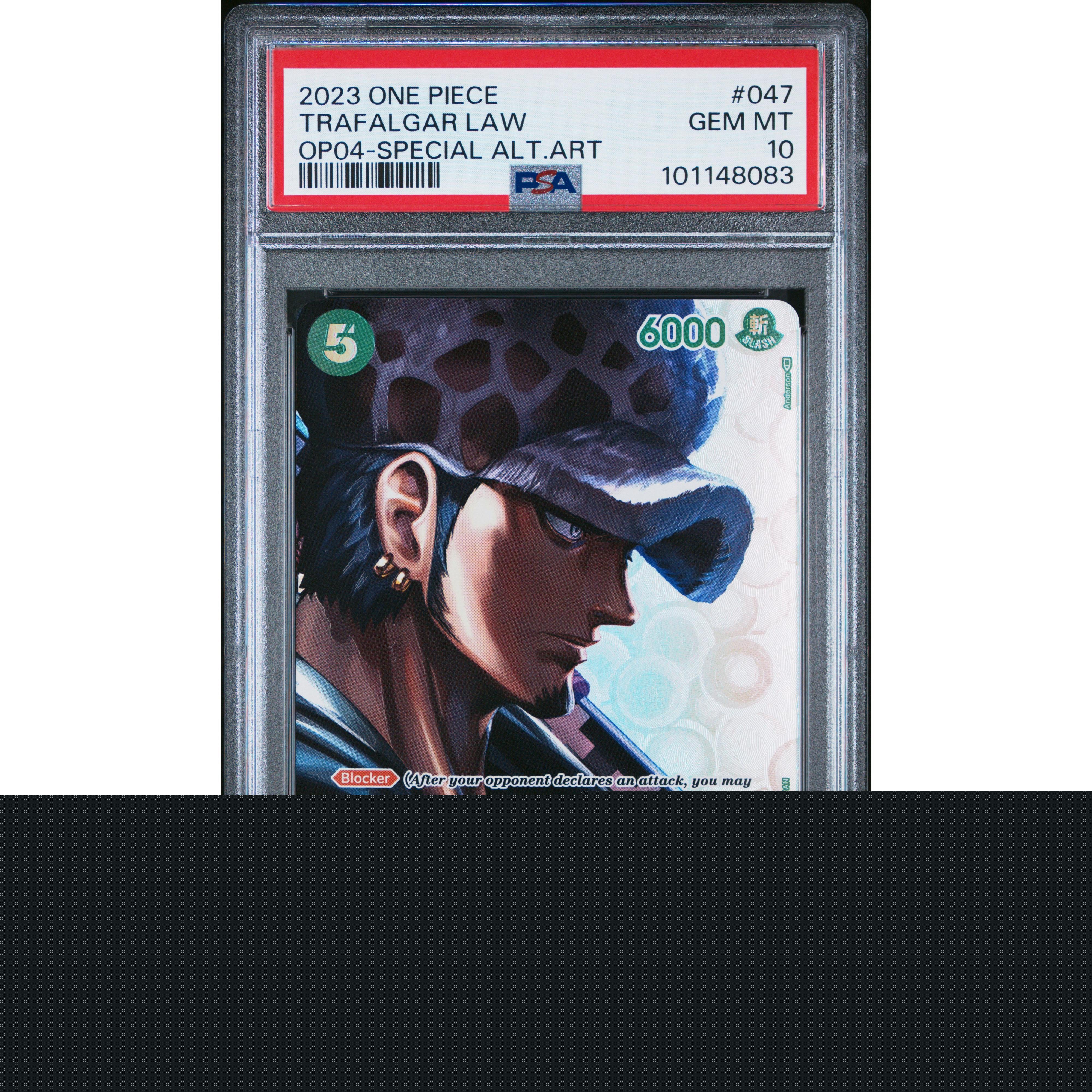 2023 One Piece Kingdom Intrigue Trafalgar Law Special OP04-047 PSA 10 Graded Card - Rare Anime Collectible for Display & Investment