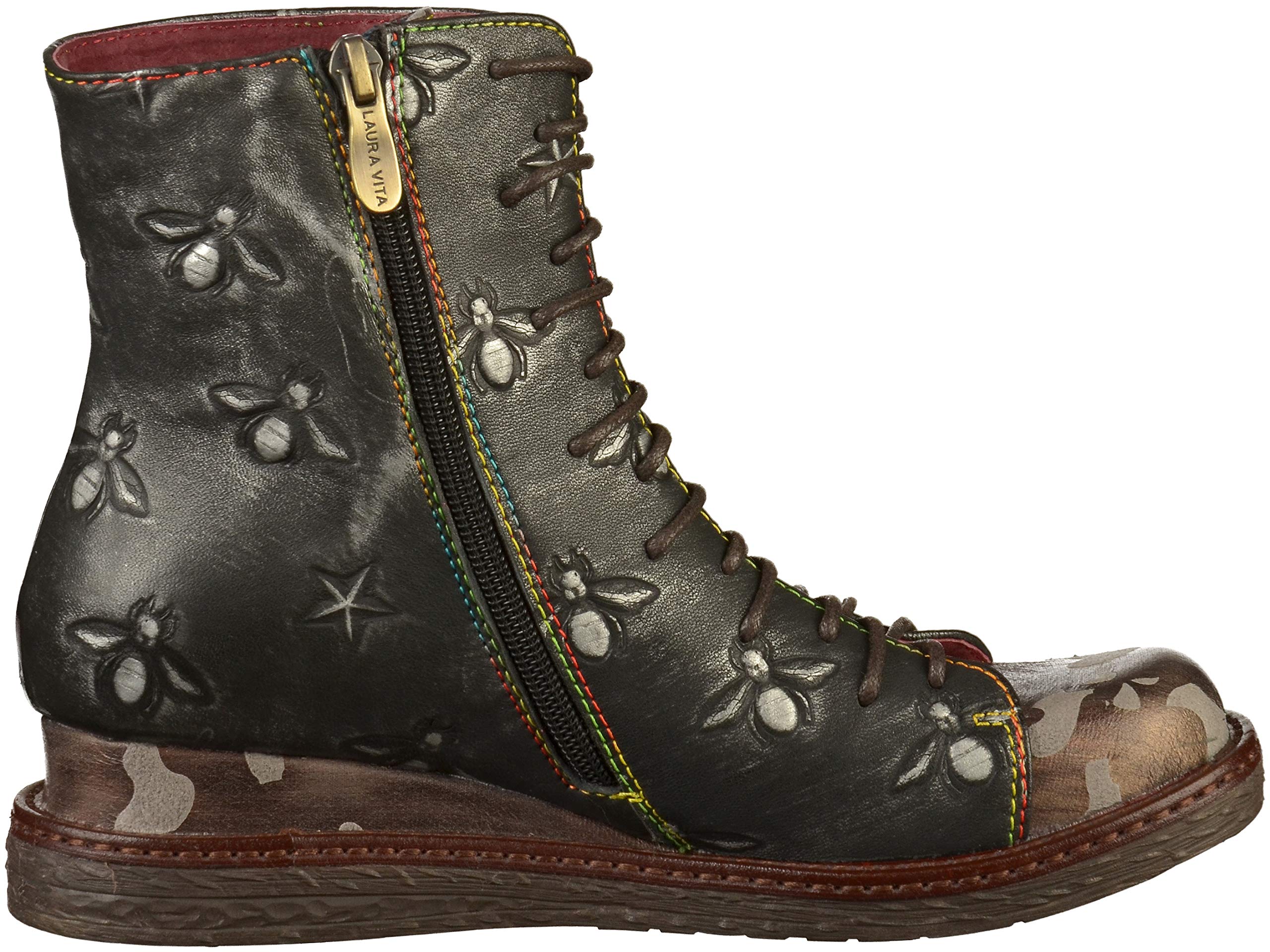 Laura Vita Women's Combat Boots - Stylish Ankle Boots for Women, Chunky Heel, Lace Up, Punk Gothic Fashion - Perfect for Daily Wear, Street Style & Night Out