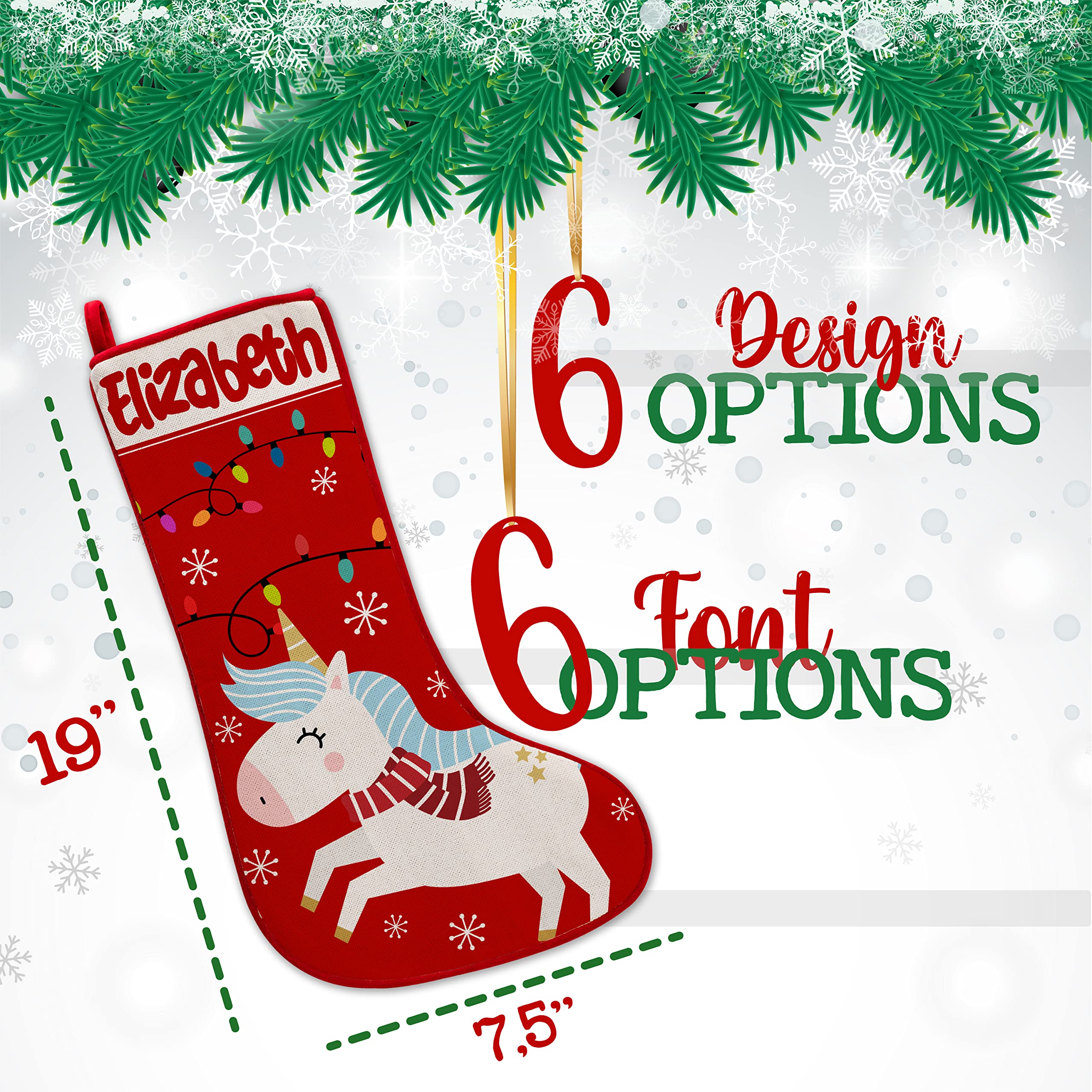 Personalized Christmas Stockings with Name - 6 Animal Themes & 6 Font Options - Custom Holiday Stockings for Family & Kids - Fireplace Decorations - Perfect for Christmas Gifts, Home Decor & Holiday Celebrations
