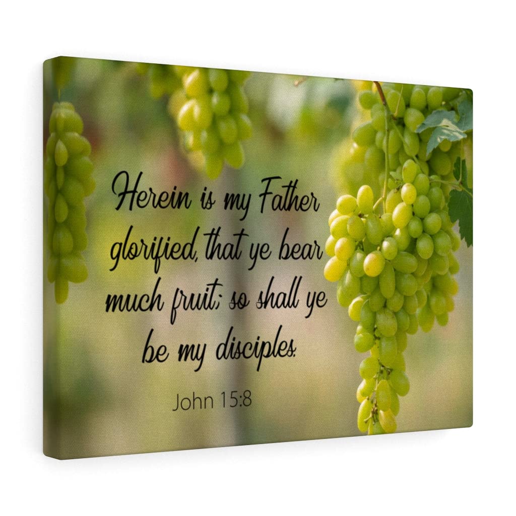 John 15:8 Bible Verse Wall Art - Christian Scripture Print 'Herein is My Father' - Ready to Hang Home Decor for Living Room, Bedroom & Church
