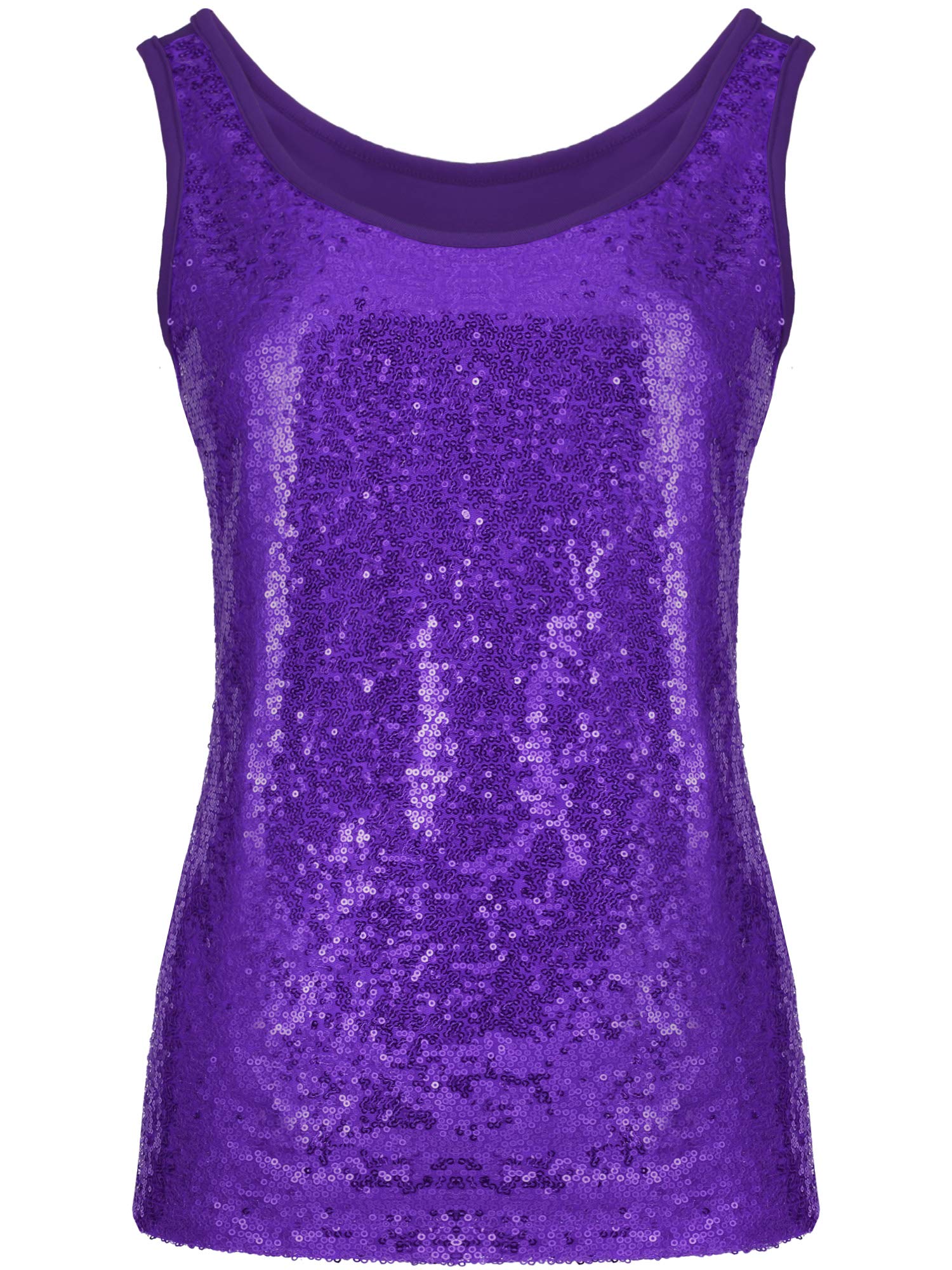 SATINIOR Women's Sleeveless Sequin Glitter Tank Top - Shimmer Vest & Sparkling Camisole for Women & Girls | Perfect for Parties, Night Out & Special Occasions