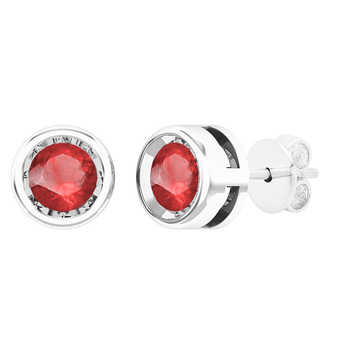 Dazzlingrock Collection Round Gemstone Women's Classic Solitaire Stud Earrings - 18K Solid White Gold | Elegant Jewelry for Weddings, Parties & Everyday Wear