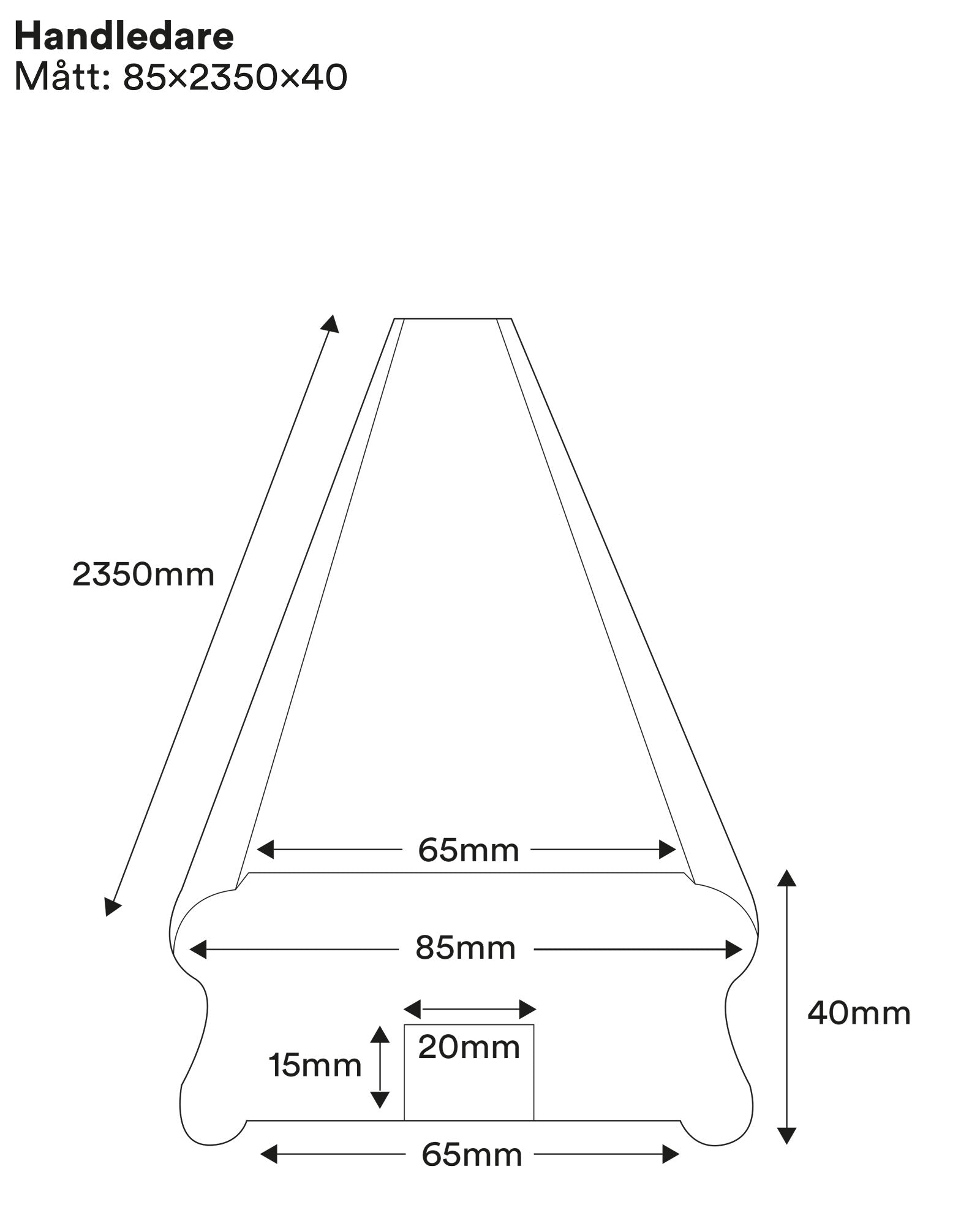 Sturdy Handlebar for Railings 40 x 85 x 2350 mm - Perfect for Staircase Safety and Home Improvement Projects