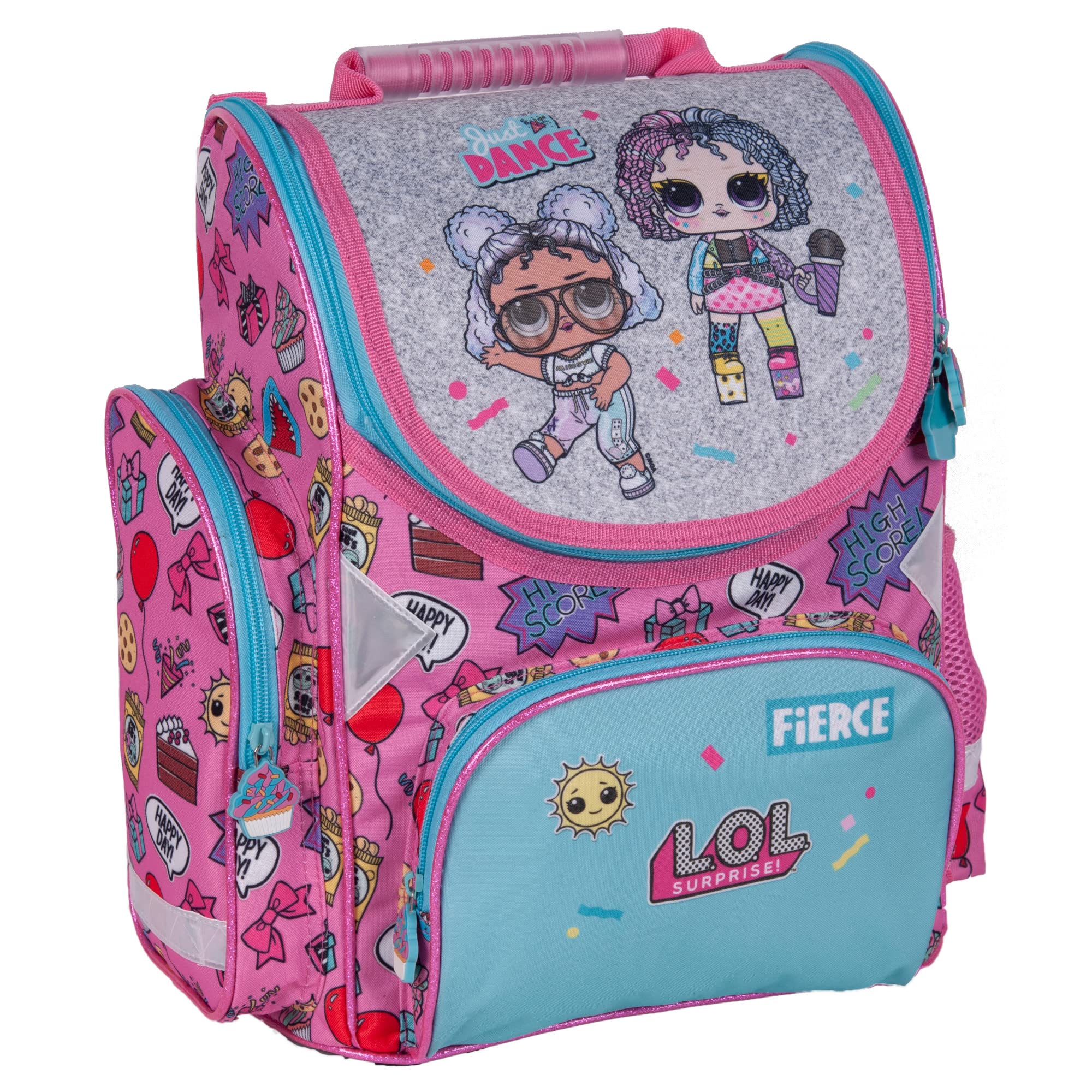 LOL Surprise 4-Piece School Bag Set with Gym Bag, Pencil Case & Shoulder Bag - Cute Backpack for Girls, Kids School Supplies & Travel Accessories - Perfect for School, Gym Class & Weekend Outings
