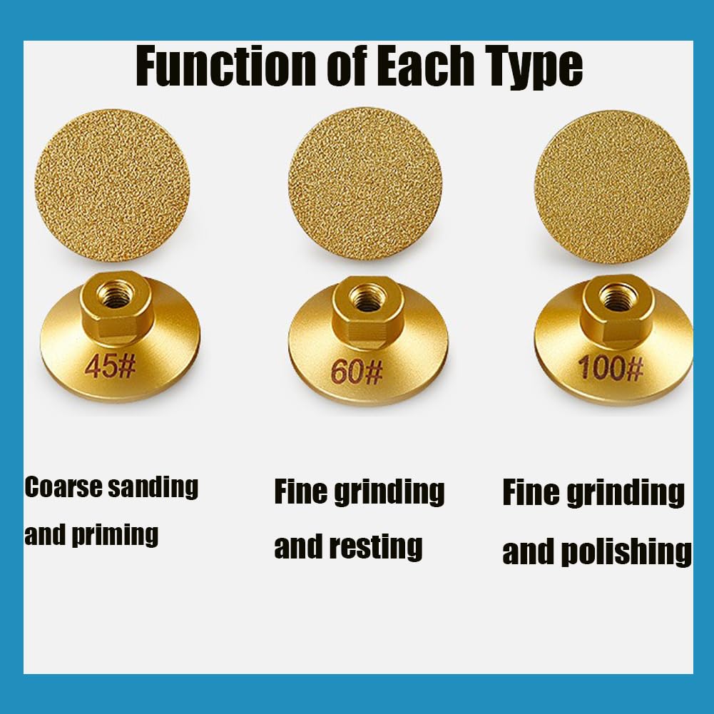 2-Inch Diamond Grinding & Polishing Pads for Angle Grinder - Professional Granite, Marble, Stone Tile Polishing Kit (60 Grit, M10 Thread Adapter) - Perfect for Countertop Refinishing, Floor Restoration & DIY Home Improvement Projects