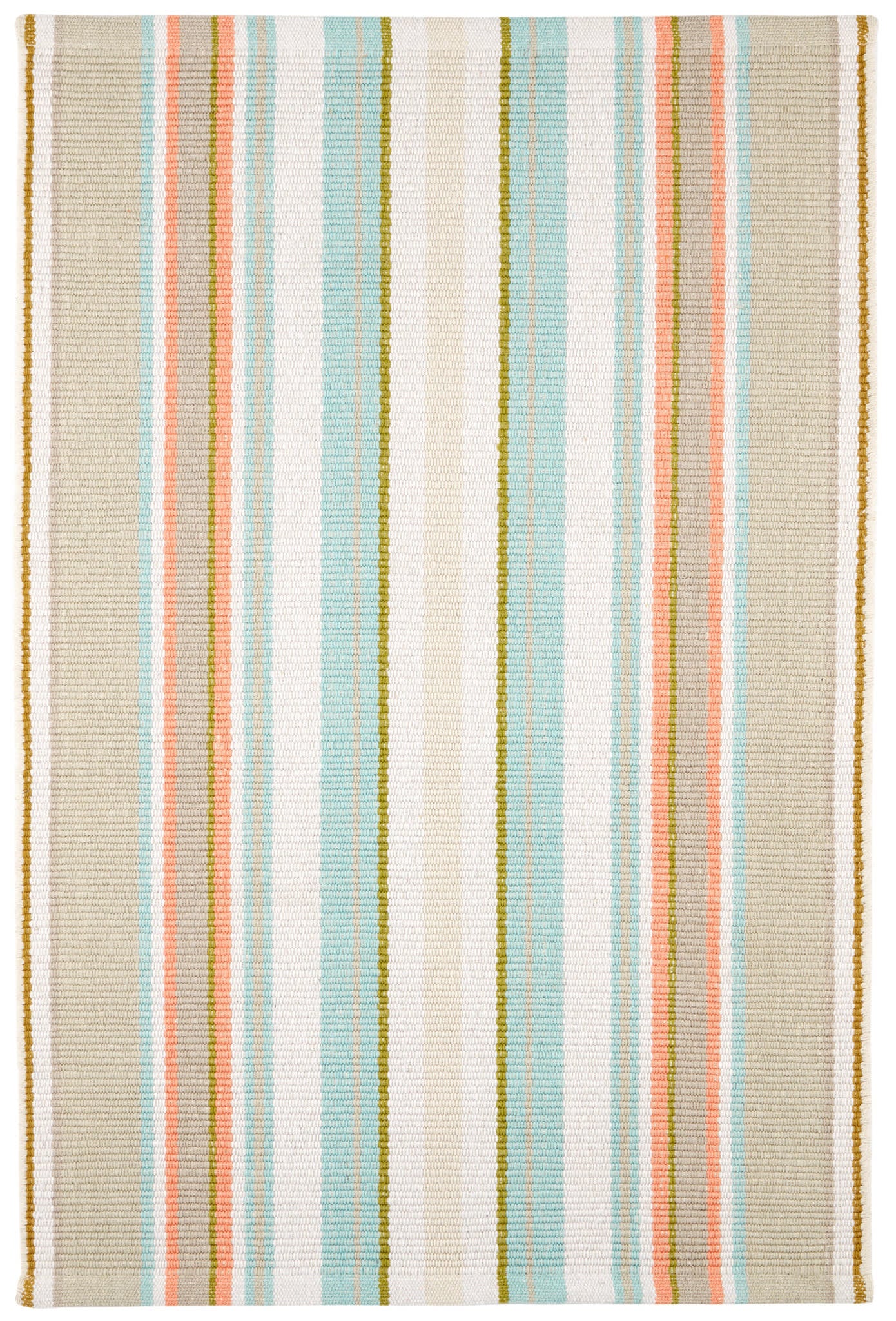 Handwoven Cotton Striped Rug for Living Room & Bedroom - Soft & Durable Daphne Design in Sky Blue - Perfect for Boho & Farmhouse Decor