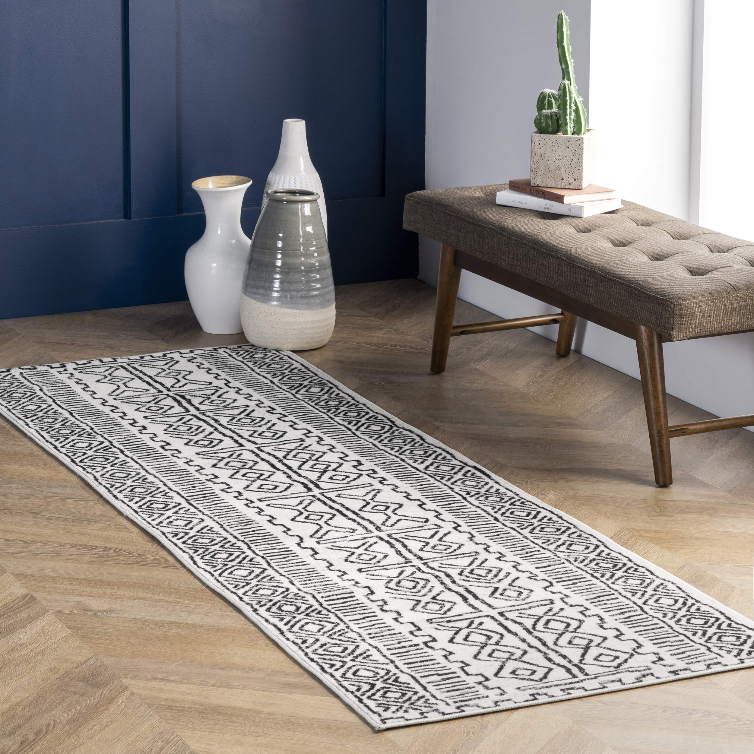 nuLOOM Alisa Tribal Area Rug 4x6 Feet, Grey - Boho Chic Living Room, Bedroom & Office Decor