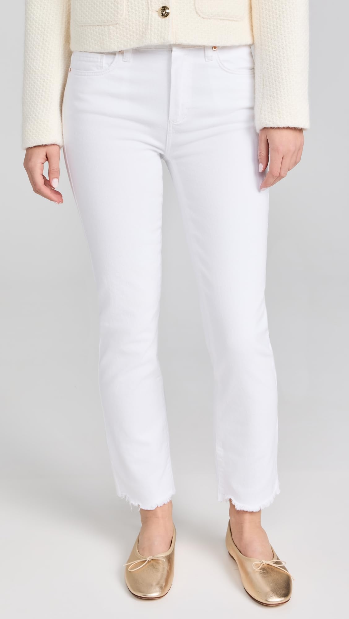 PAIGE Women's White Noise Grand Hem Jeans - High Waist Slim Fit Stretch Denim for Casual Wear & Night Out