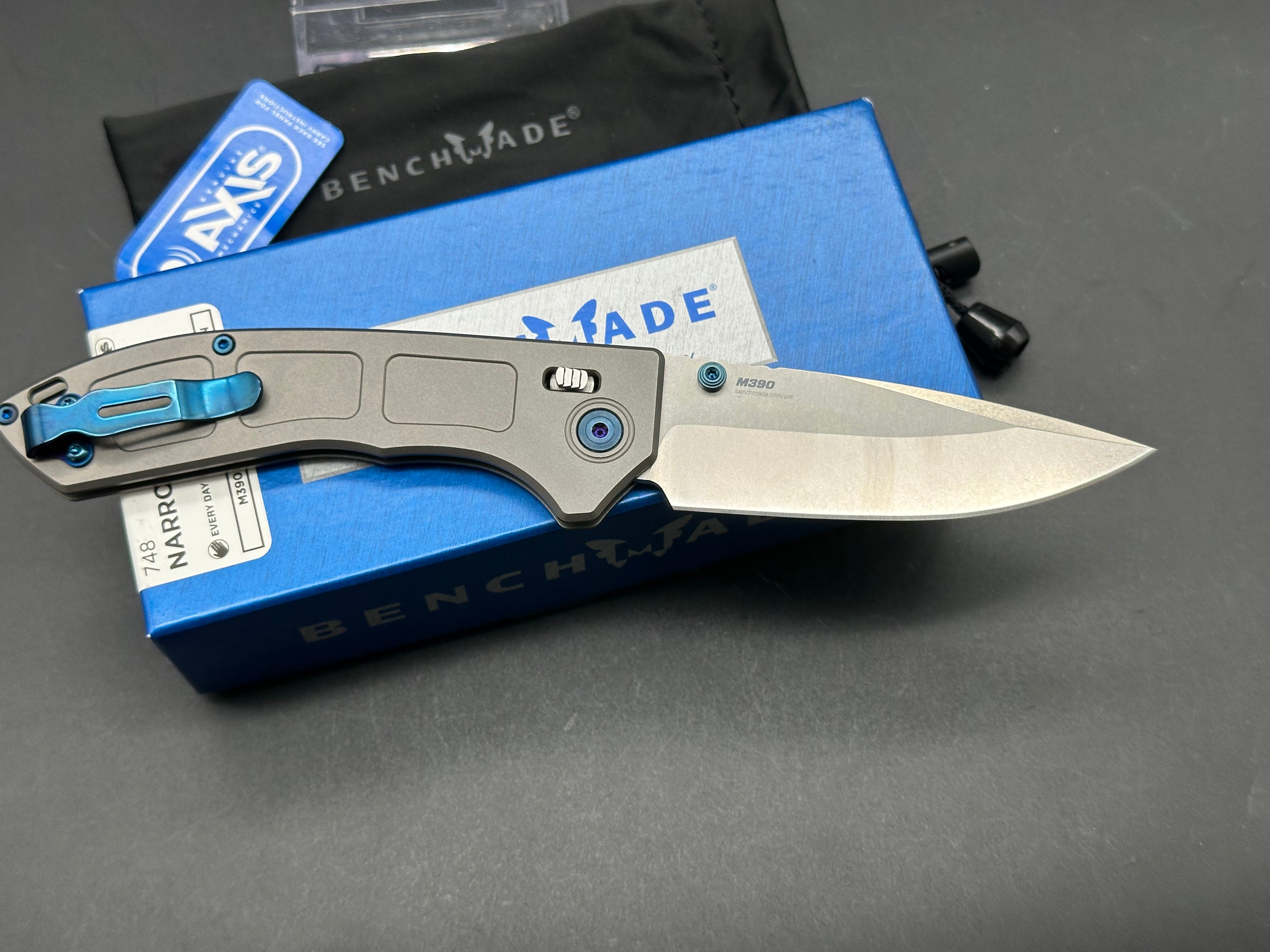 Benchmade Narrows 748 AXIS Lock Folding Knife - Titanium Handle, 3.4