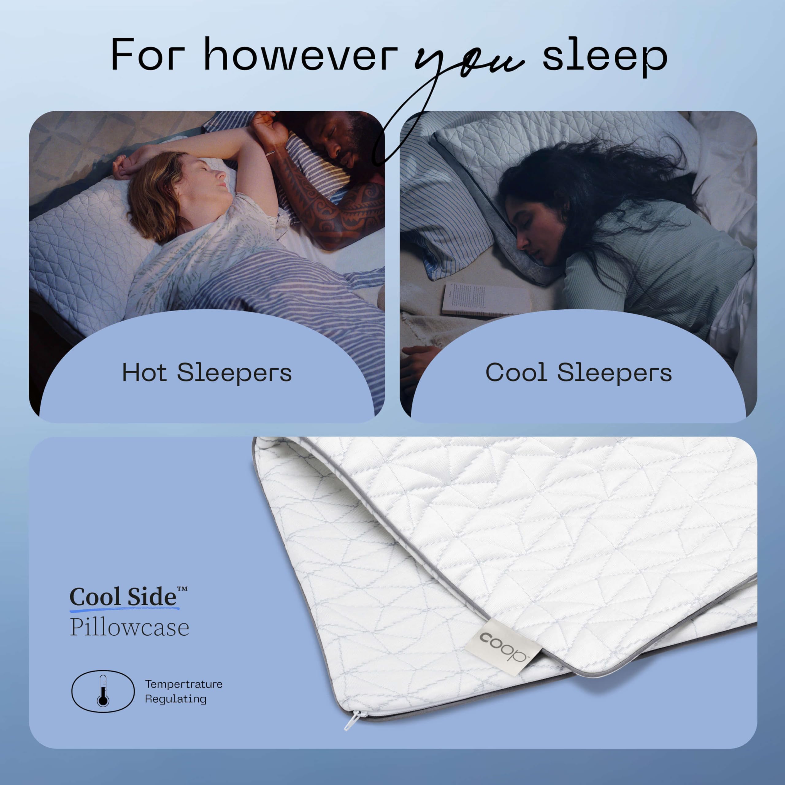 Coop Home Goods King Size Cooling Pillowcase - Dual-Sided Ultra Soft Pillow Cover with Lulltra Cool Technology for Hot Sleepers | Perfect for Night Sweat Relief & Temperature Regulation During Sleep