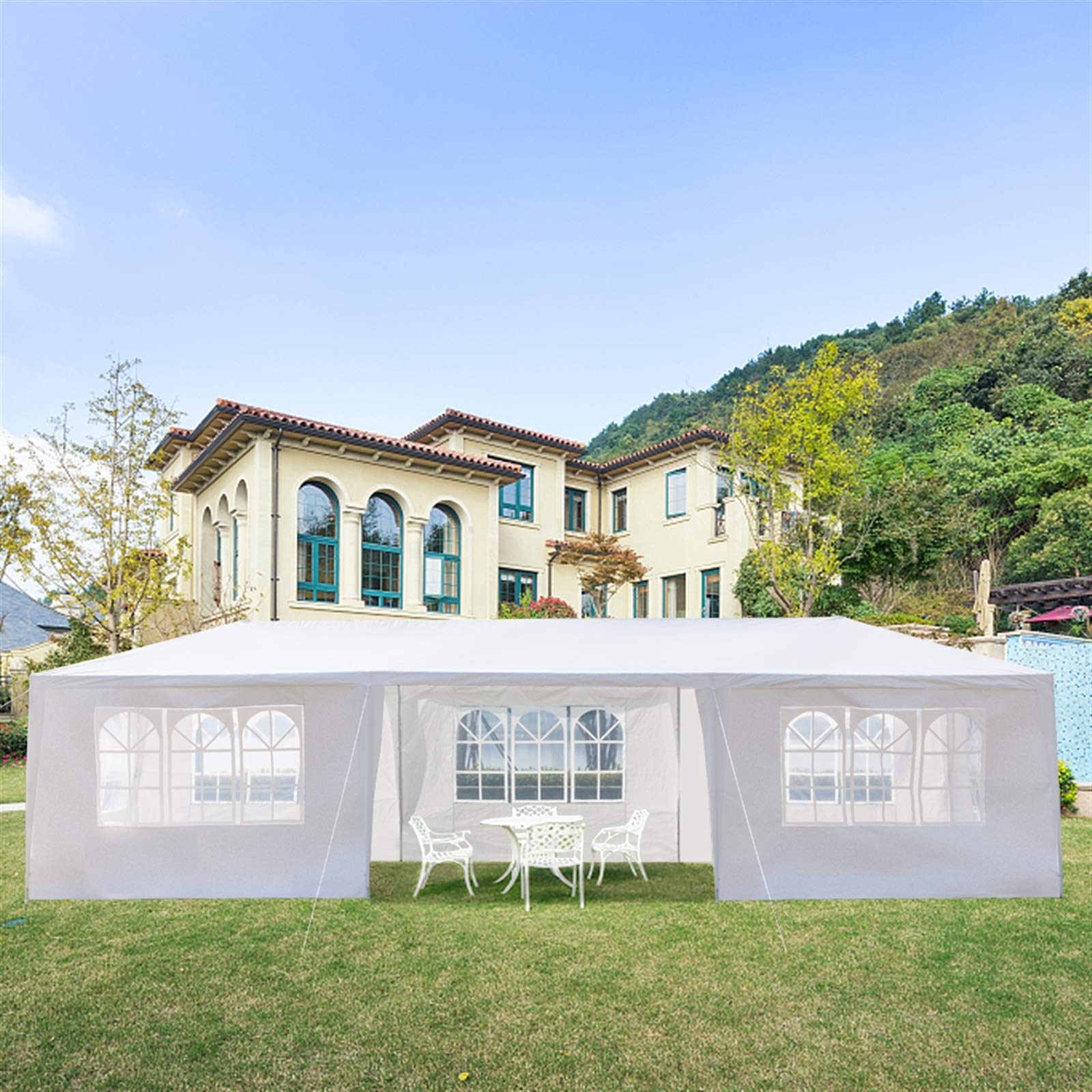 10'x30' Waterproof Outdoor Gazebo Canopy Tent with Removable Side Walls & Spiral Tubes - Perfect for Weddings, Parties, Camping, Market Stalls & Commercial Events (8-Sided Design with 2 Doors)