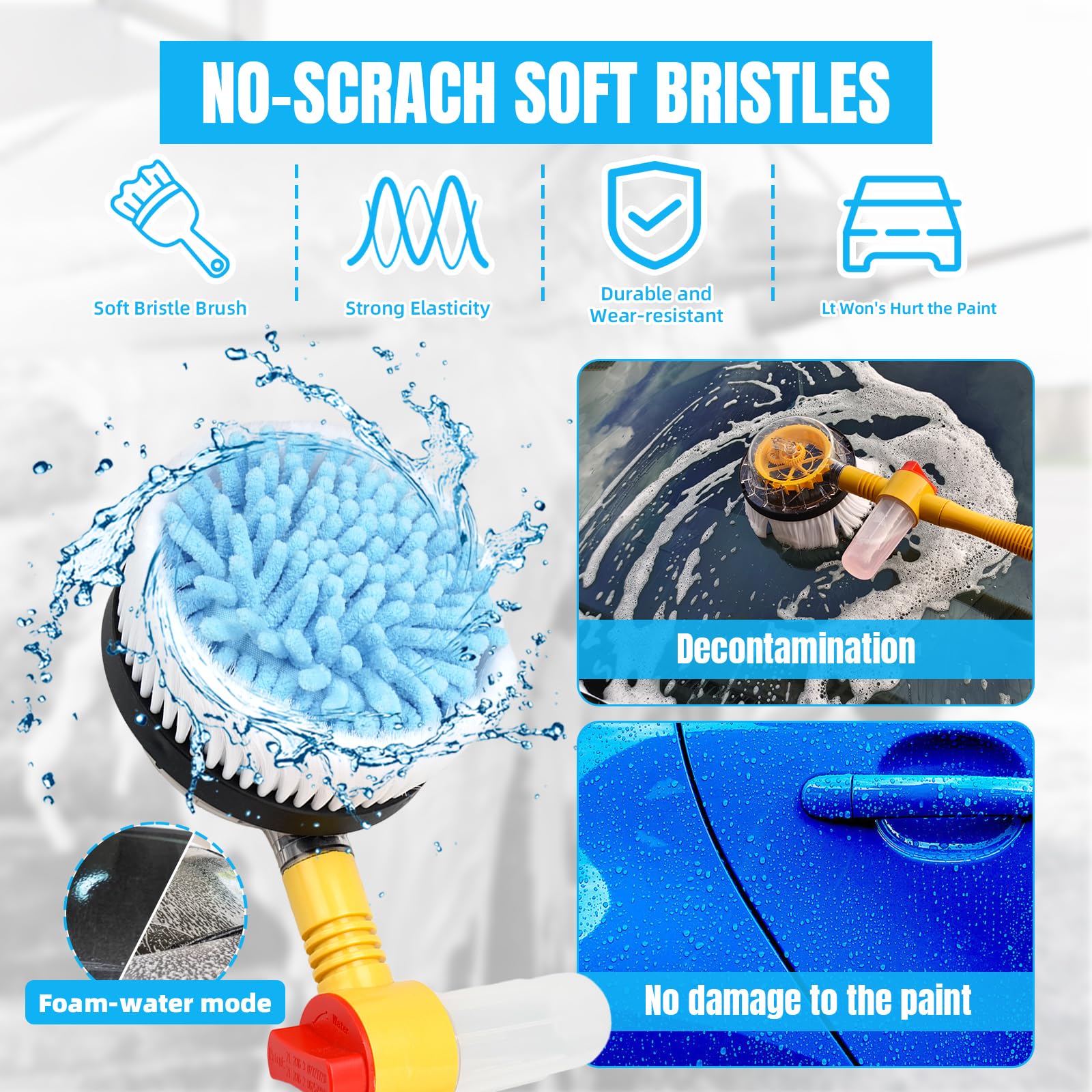 Premium Microfiber Car Wash Mitt & Rotating Brush Kit - 47