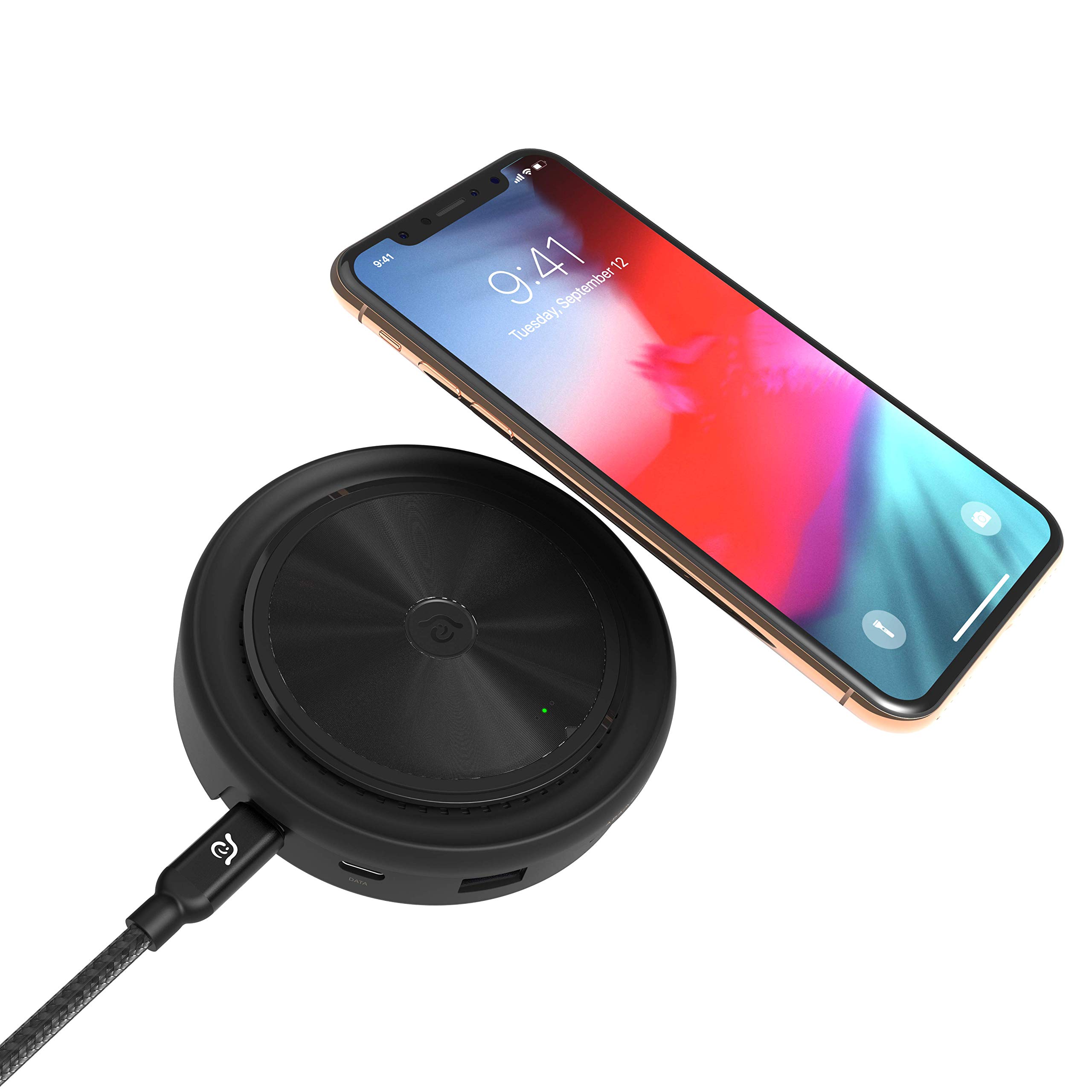 ADAM Elements USB C Hub with Detachable Wireless Charger - 7-in-1 Multiport Adapter with HDMI/VGA, USB-C PD Fast Charging, USB 3.1 Ports - Compatible with MacBook Pro, iPad Pro, iPhone, Samsung Galaxy - Perfect for Home Office, Travel & Conference Presentations