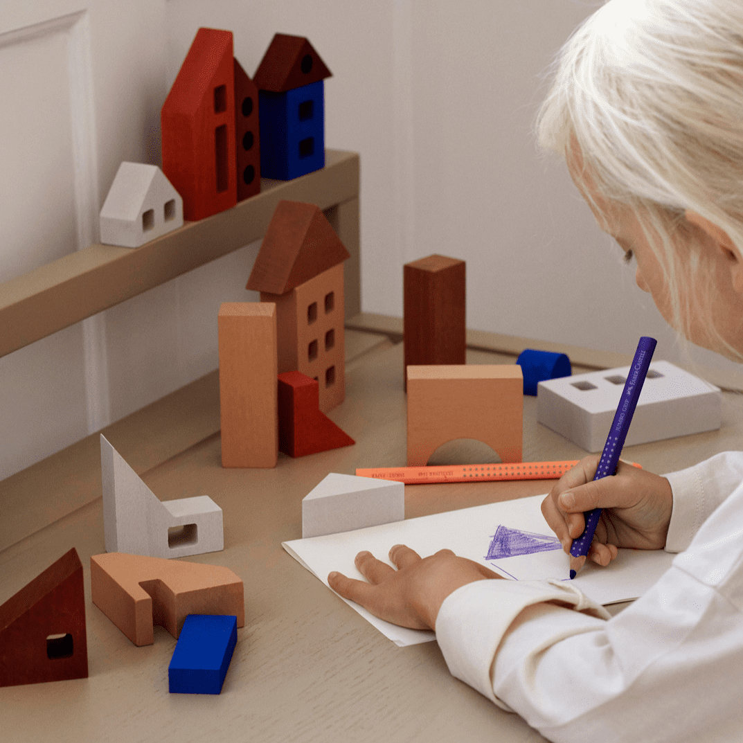 FERM LIVING Little Architect Blocks - Creative Wooden Building Toy for Kids | STEM Learning & Pretend Play | Perfect for Home, Classroom & Playroom