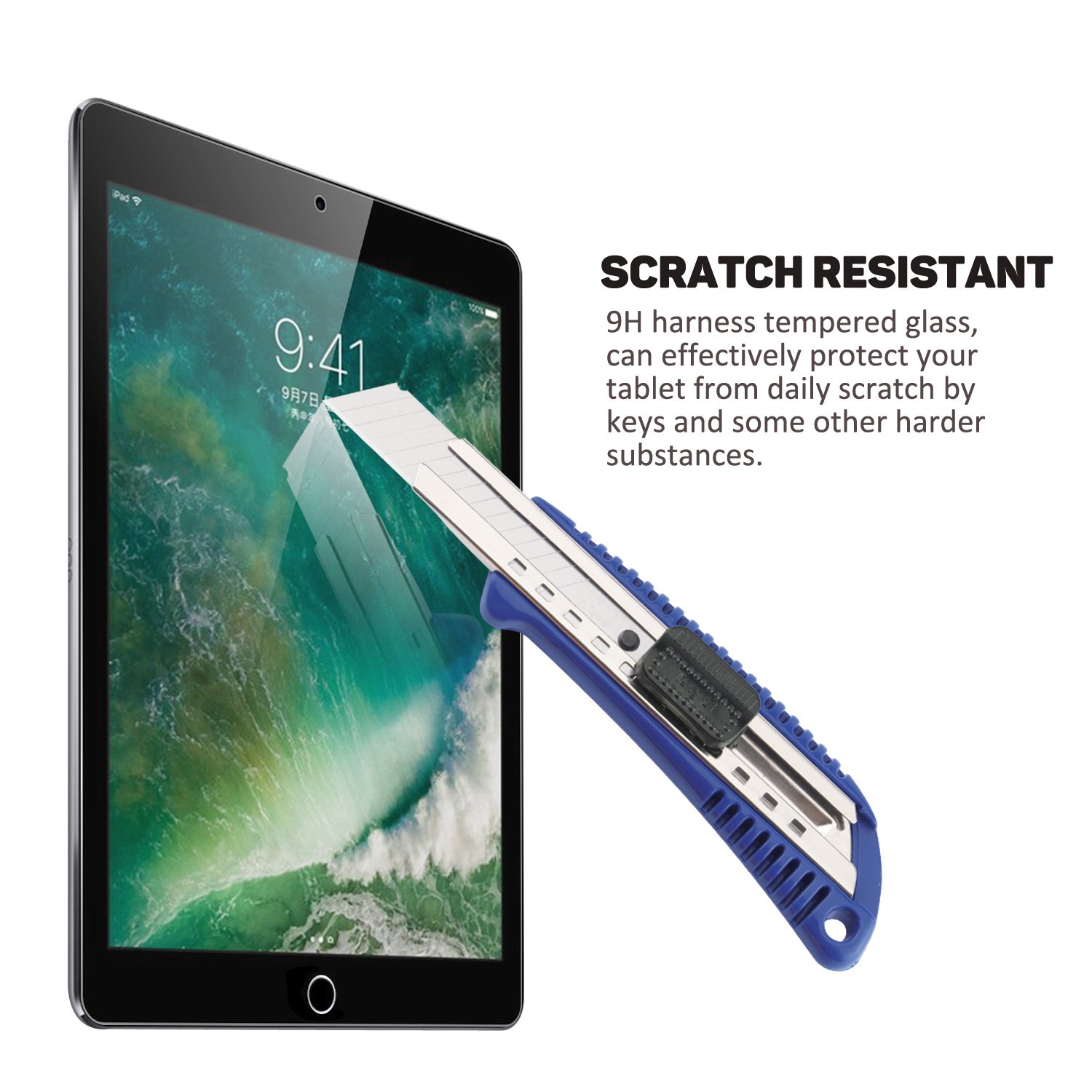 2-Pack Tempered Glass Screen Protector for iPad 9.7 Inch (2018/2017 Model, 6th/5th Gen) & iPad Air 1/2 & iPad Pro 9.7 Inch - Anti-Scratch, Bubble-Free, HD Clear, Apple Pencil Compatible, Case Friendly - Perfect for Work, School and Entertainment