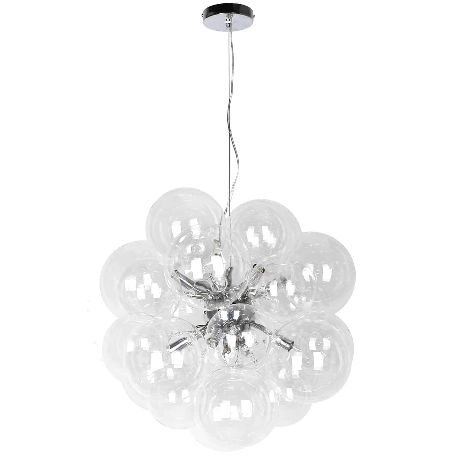 Dainolite CMT-206P-CLR-PC 6-Light Clear Glass Pendant Chandelier - Modern Dining Room Lighting for Kitchen Island & Entryway