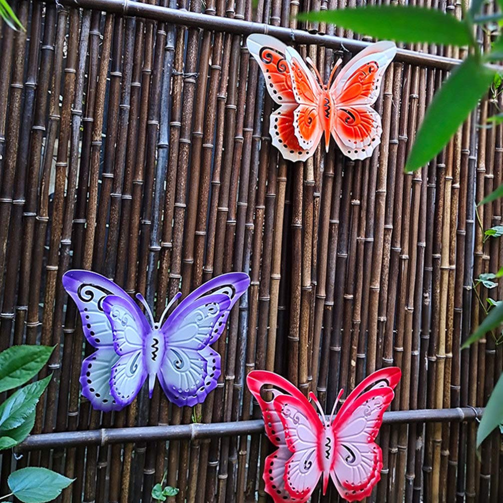 Handmade Wrought Iron Butterfly Wall Decor - Purple 3D Tree Garden Hanging Art for Home & Outdoor Decoration | Perfect for Living Room, Bedroom, Patio, and Garden Wall Accents